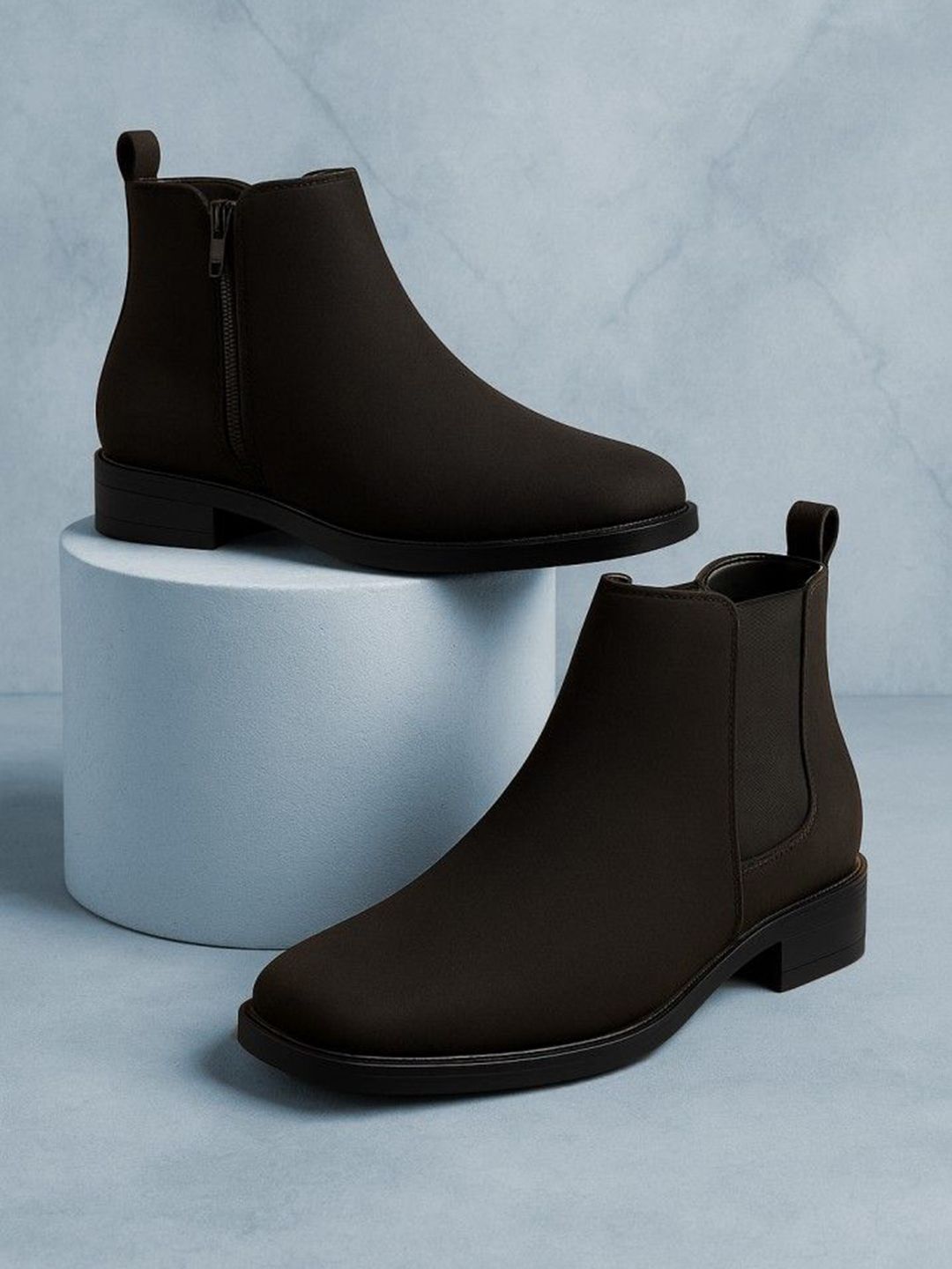 KRAASA Men Casual Block Heel Chelsea Leather Boots Myntra sale