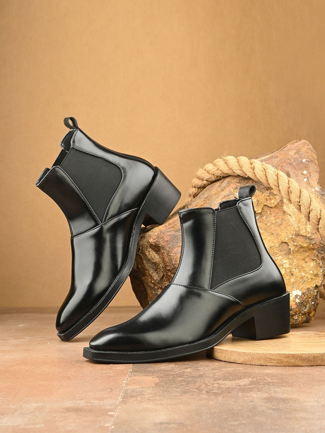 AfroJack Men Block-Heeled Chelsea Boots Myntra sale