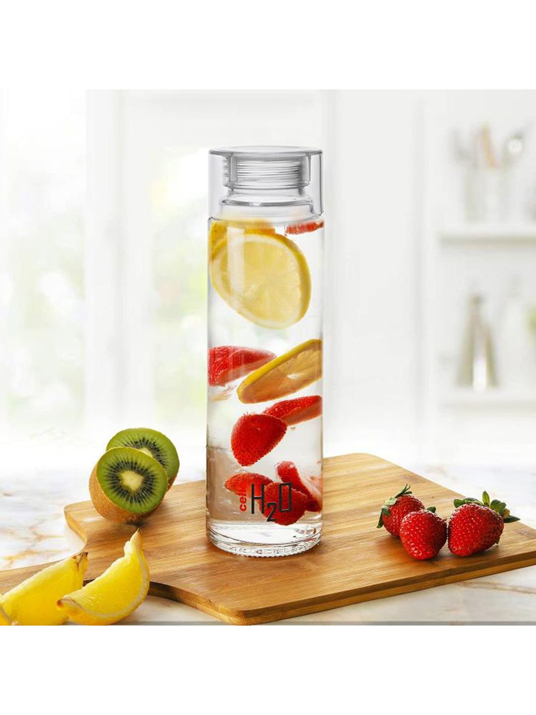 Cello H2O Set of 1 Clear Toughened Glass Fridge Water Bottle with Plastic Cap-920ml Myntra sale