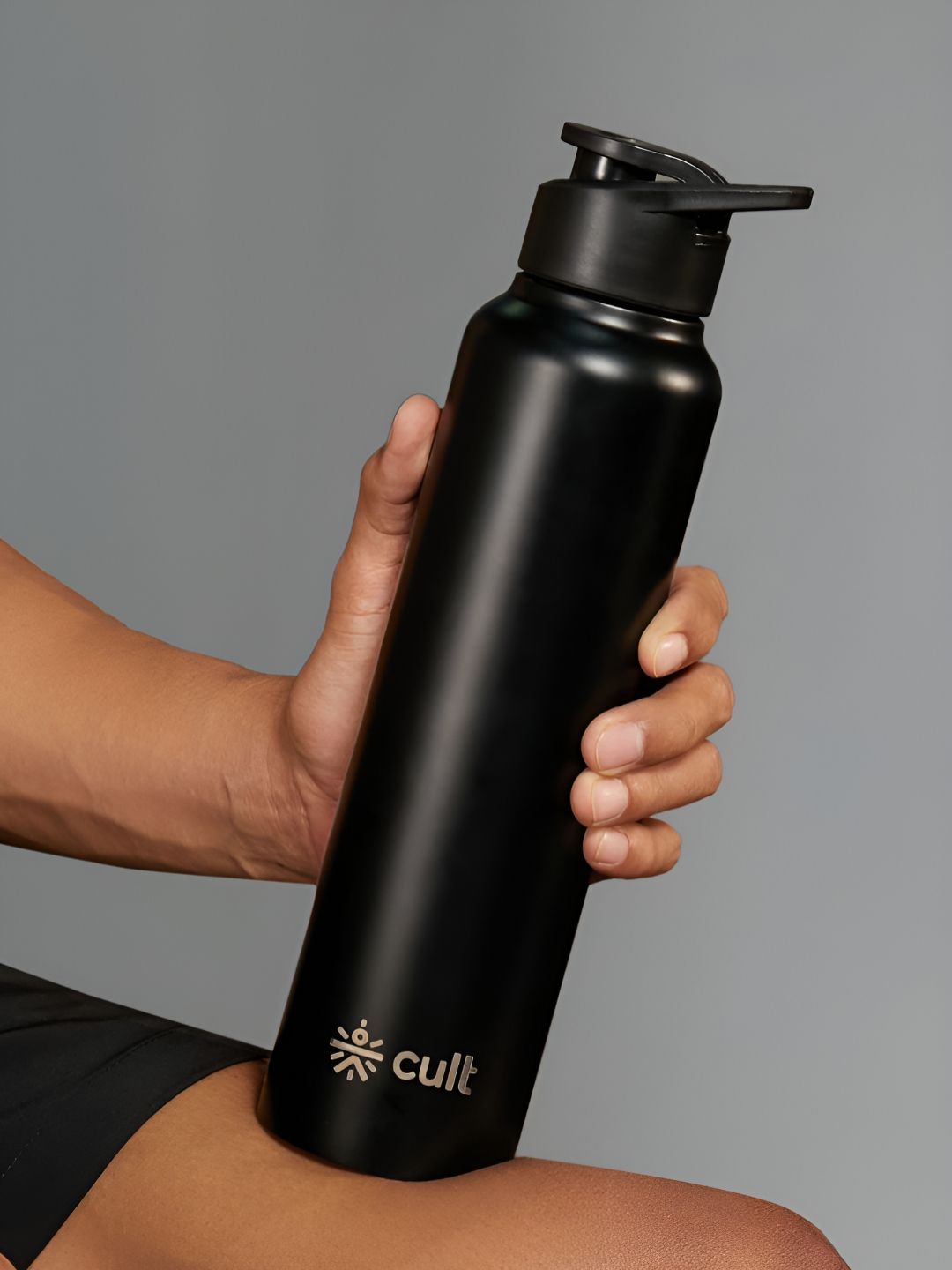 CULT Black Brand Logo Stainless Steel Light-weight Flask - 1L Myntra sale