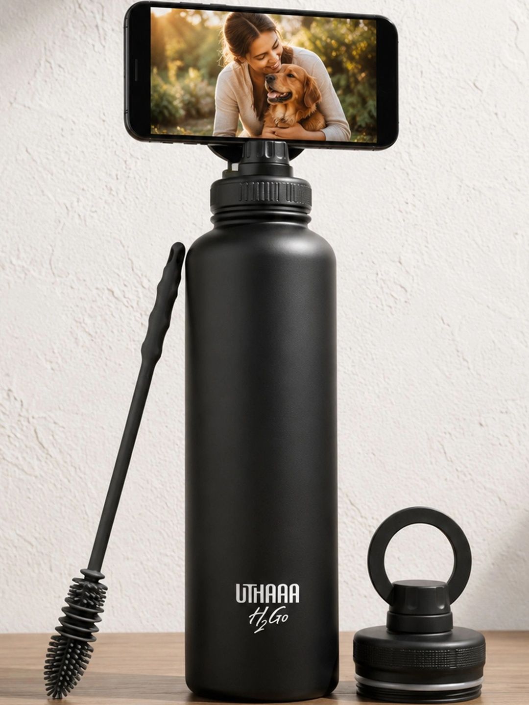 Uthaaa Black Single Stainless Steel Solid Double Wall Vacuum Water Bottle Myntra sale