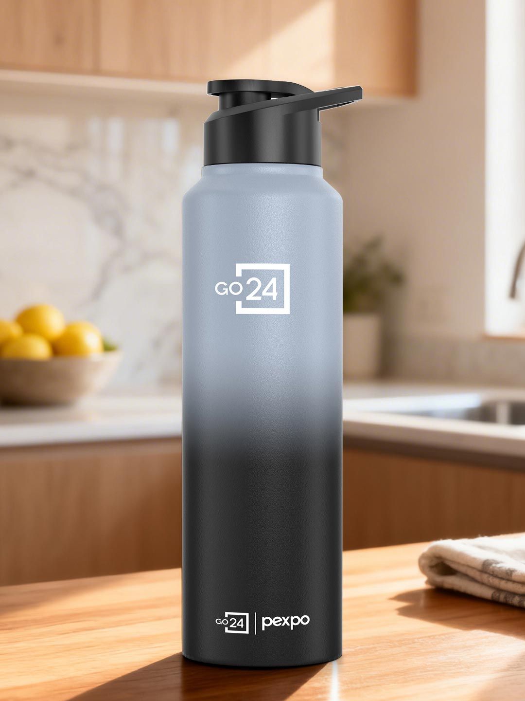 Go24 Craft Stainless Steel Single Wall Fridge Water Bottle with Sipper Grey & Black 950ml Myntra sale
