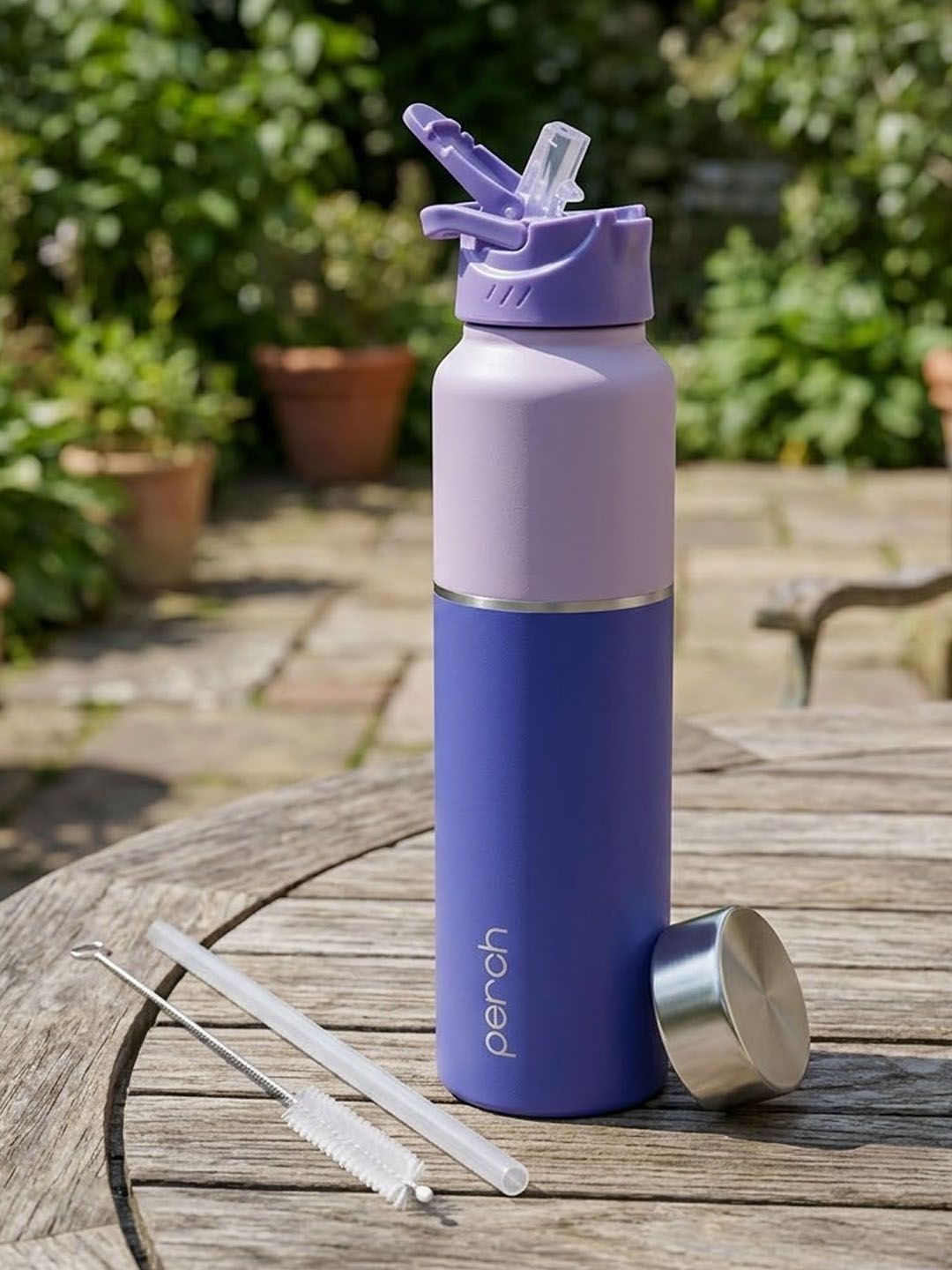 PERCH Magic Stainless Steel Single Wall Vacuum Water Bottle with Sipper Cap & Straw -1Ltr Myntra sale