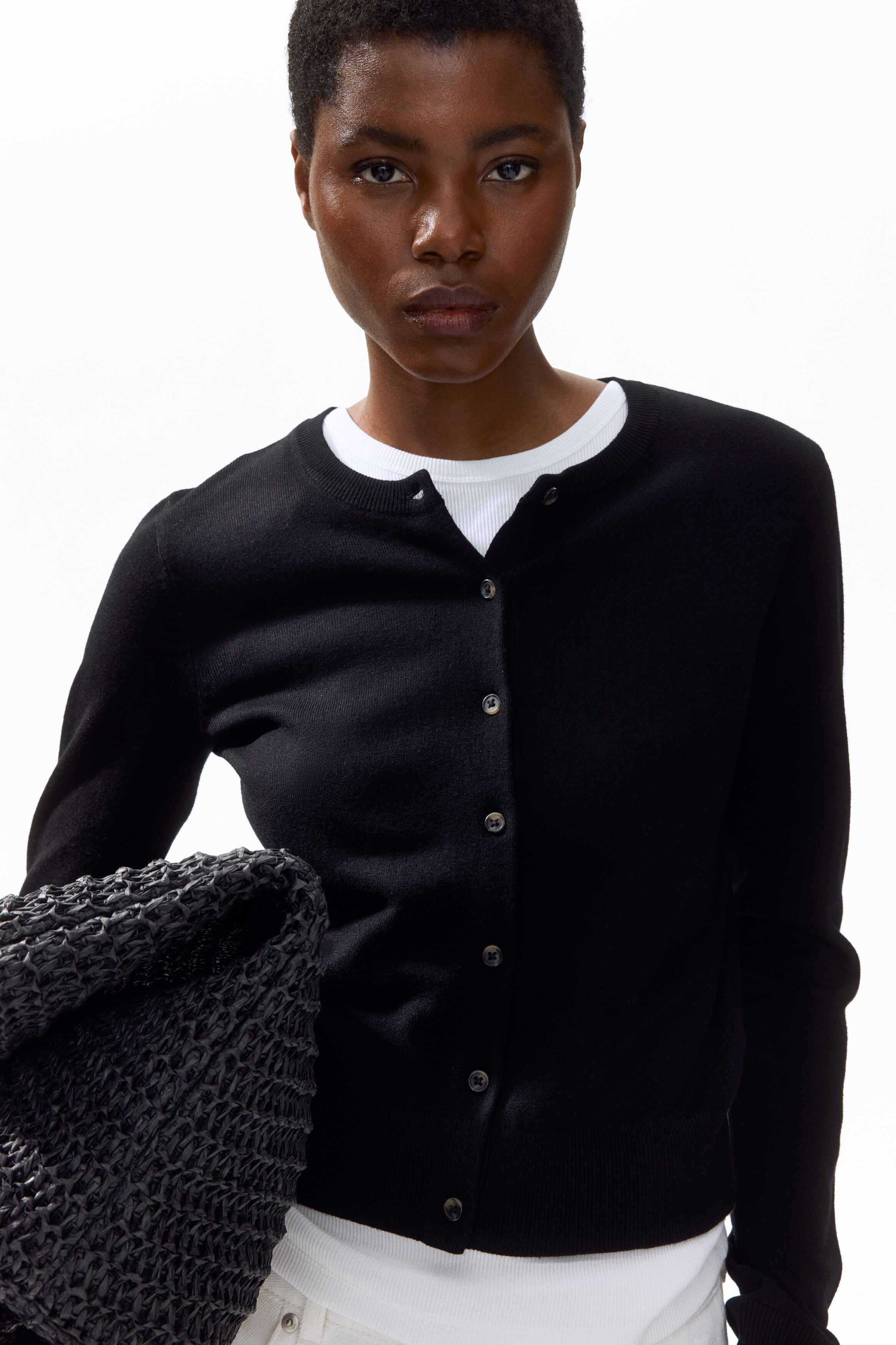 H&M H&M Women Black Fine-Knit Cardigan Myntra sale