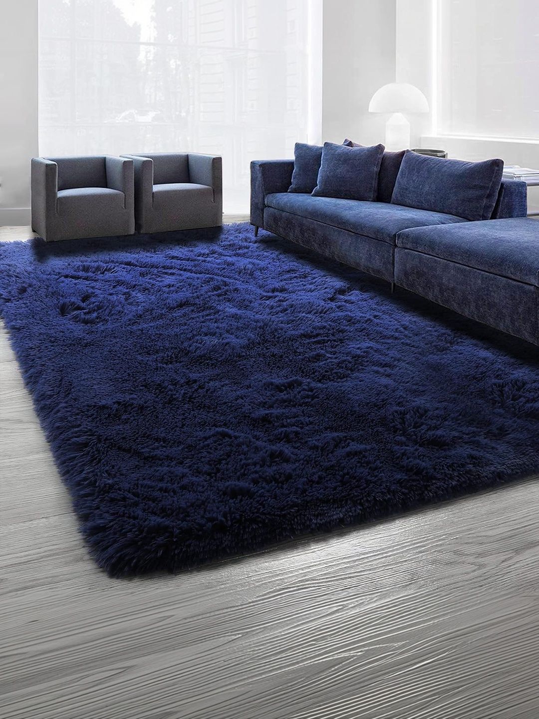 KAYNAT CARPET Navy Blue Solid Shaggy Polyester Carpet Myntra sale