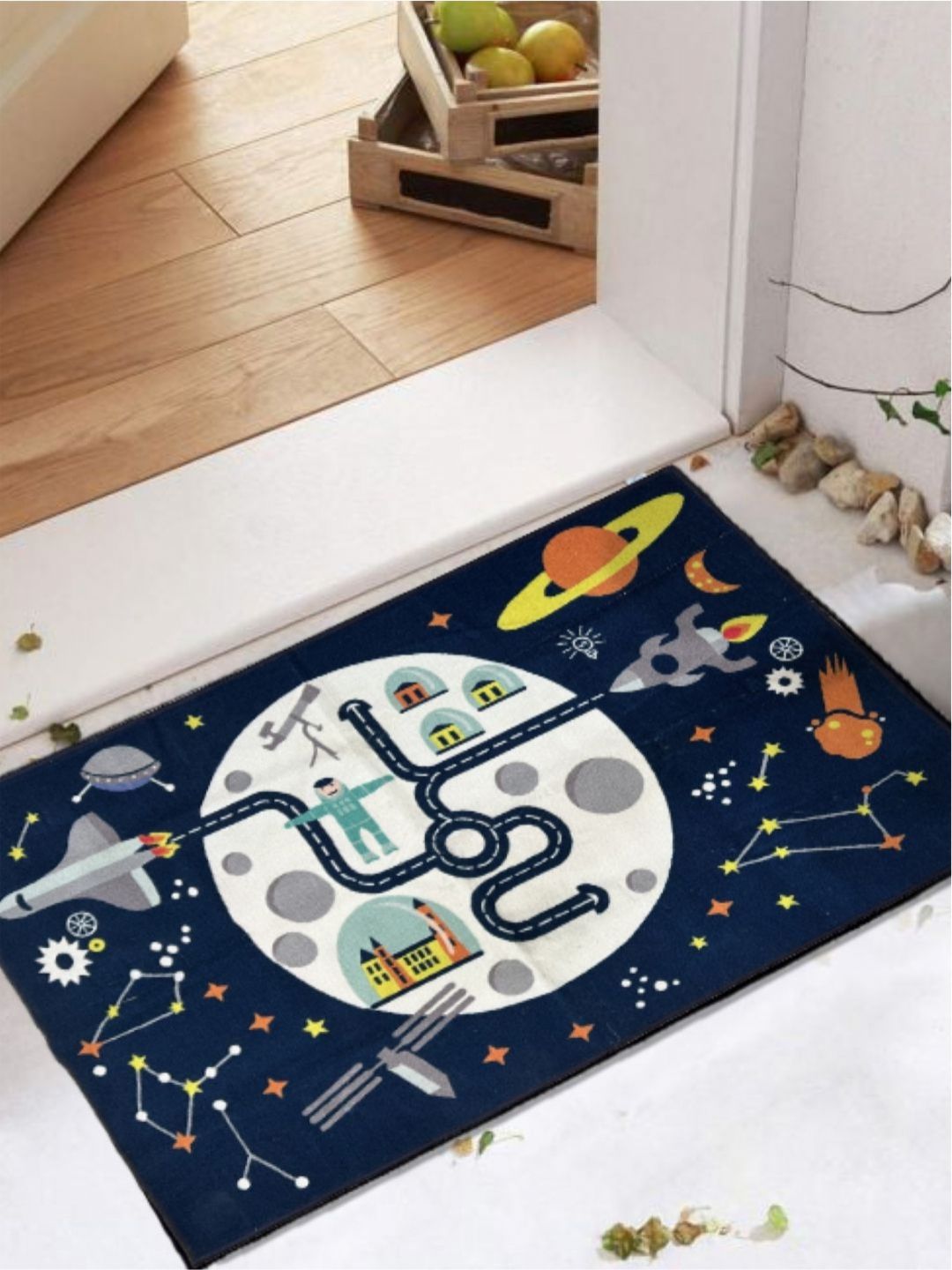 URBAN SPACE Navy Blue & White Cartoon Characters Anti-Skid Floor Mat Myntra sale