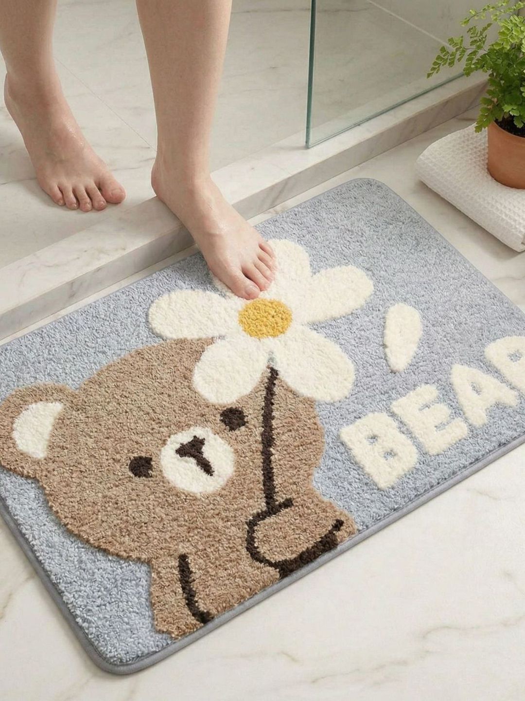 DREAM WEAVERZ Grey Anti-Skid Bath Rugs Myntra sale