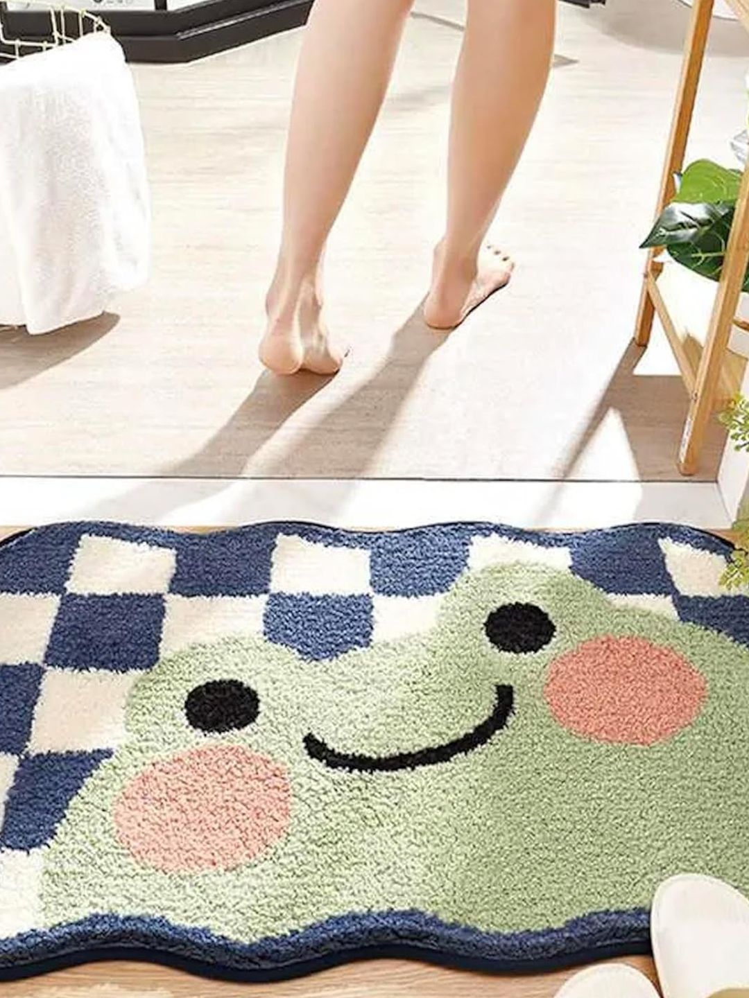 Homio Green & Blue Anti-Slip 2000GSM Bath Rug Myntra sale