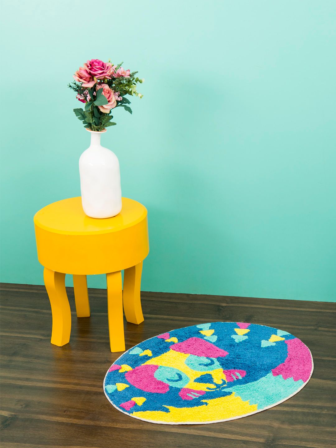Chumbak Blue Patterned Oval Bath Rug Myntra sale