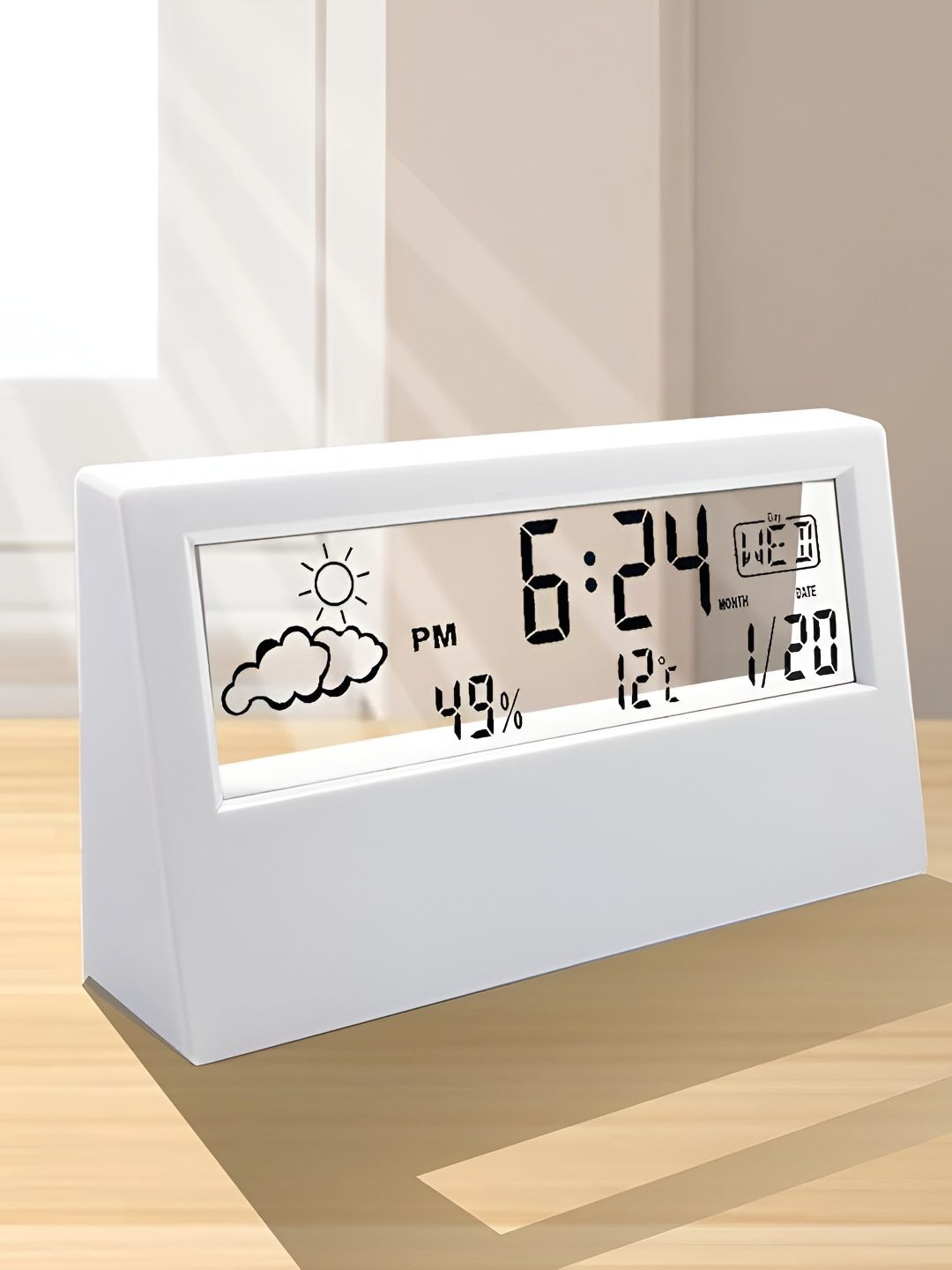 Kadio White Rectangle Shaped Digital Art Deco Table Clock Myntra sale