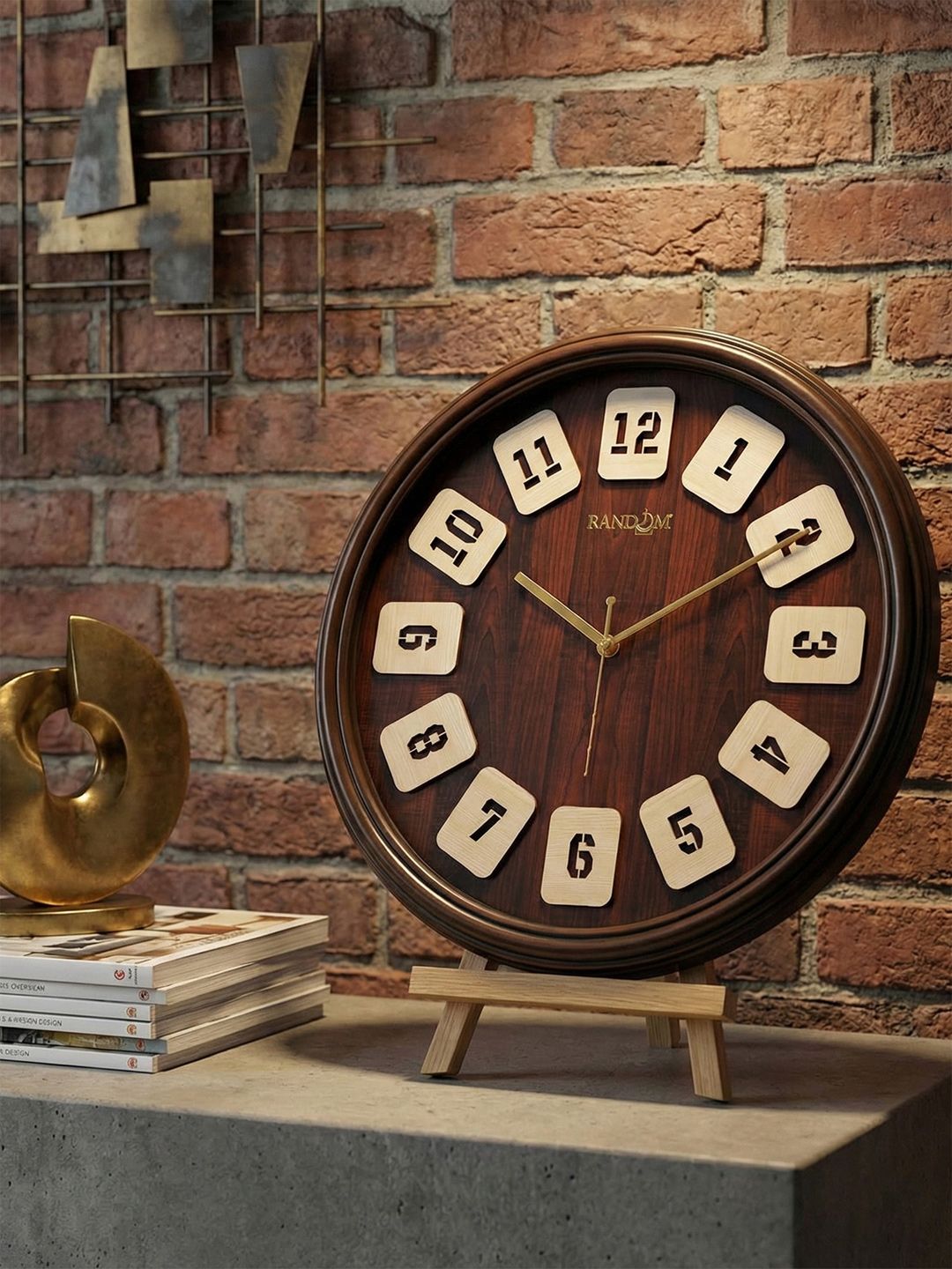 RANDOM Brown Round Shape Contemporary Step Movement Analogue Wall Clock Myntra sale