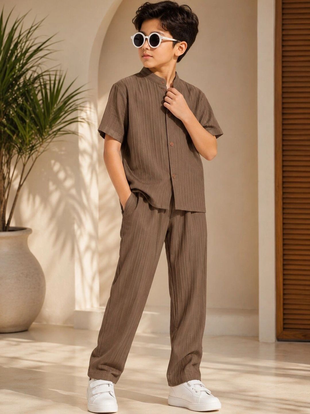 DANFORTH Self Design Shirt with Trousers Myntra sale