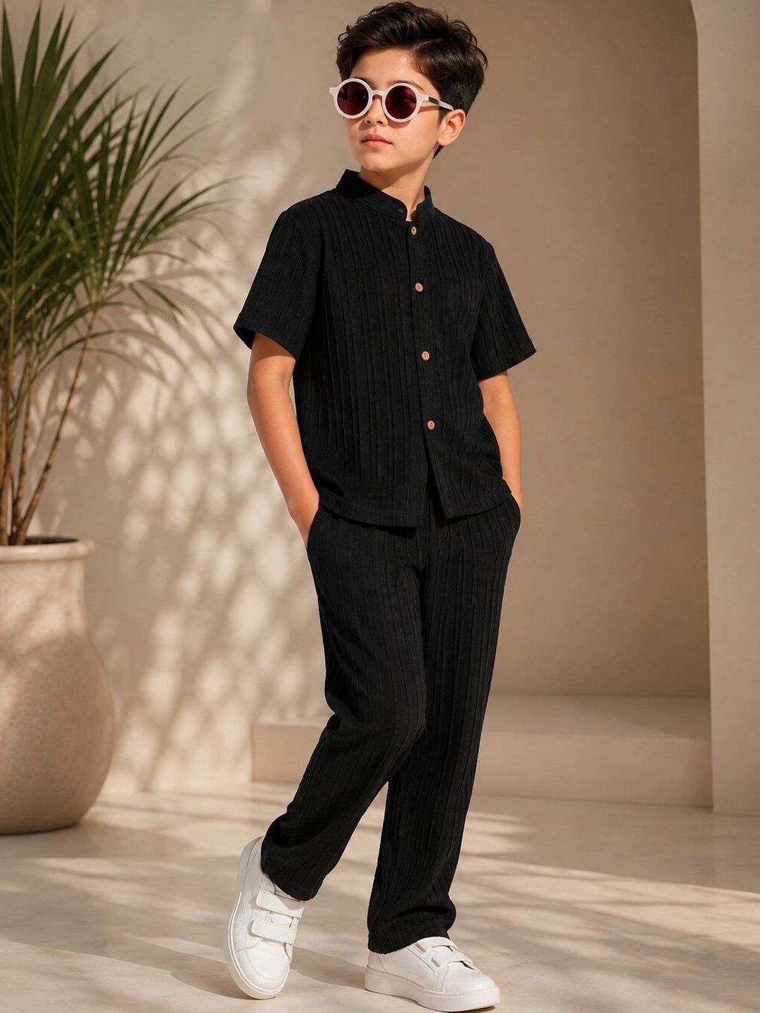DANFORTH Self Design Shirt with Trousers Myntra sale