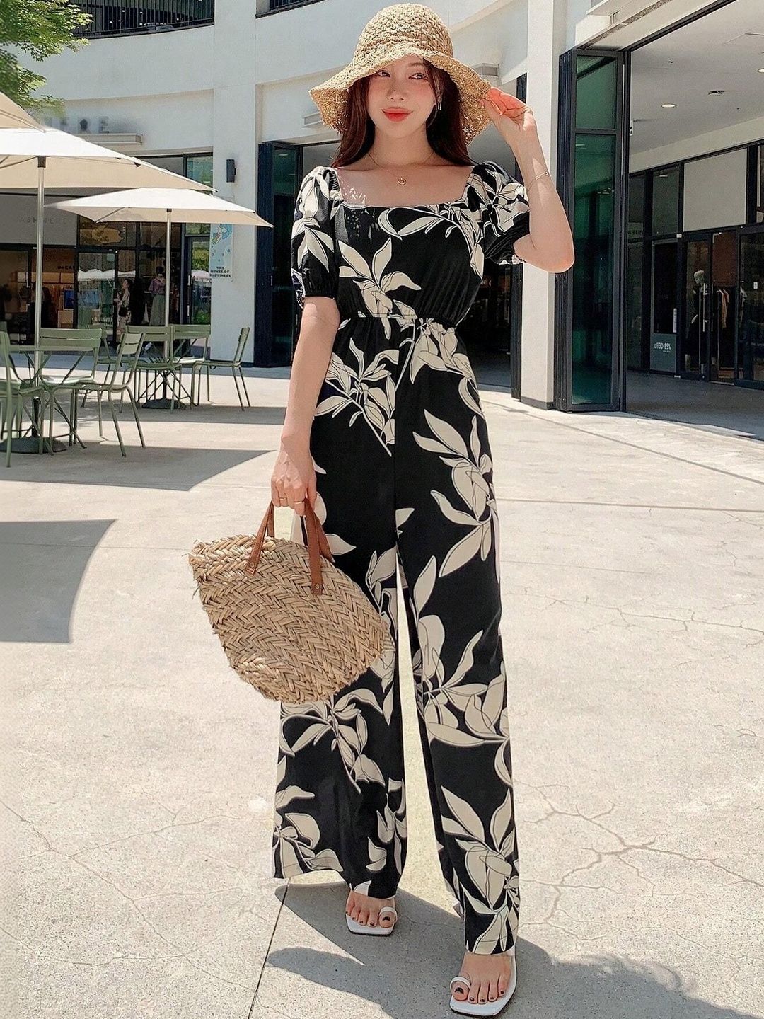 SHYAM SUNDARI Women Floral Printed Puff Sleeves Jumpsuit Myntra sale