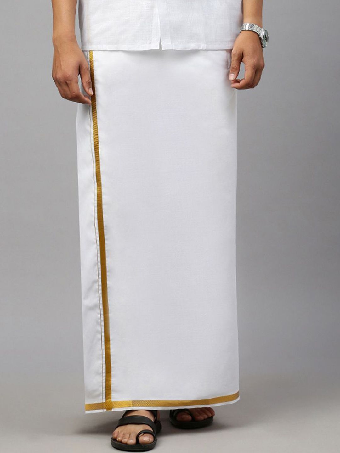 Ramraj Ramraj Men Cotton Solid Zari Border Single Layer Dhoti Myntra sale