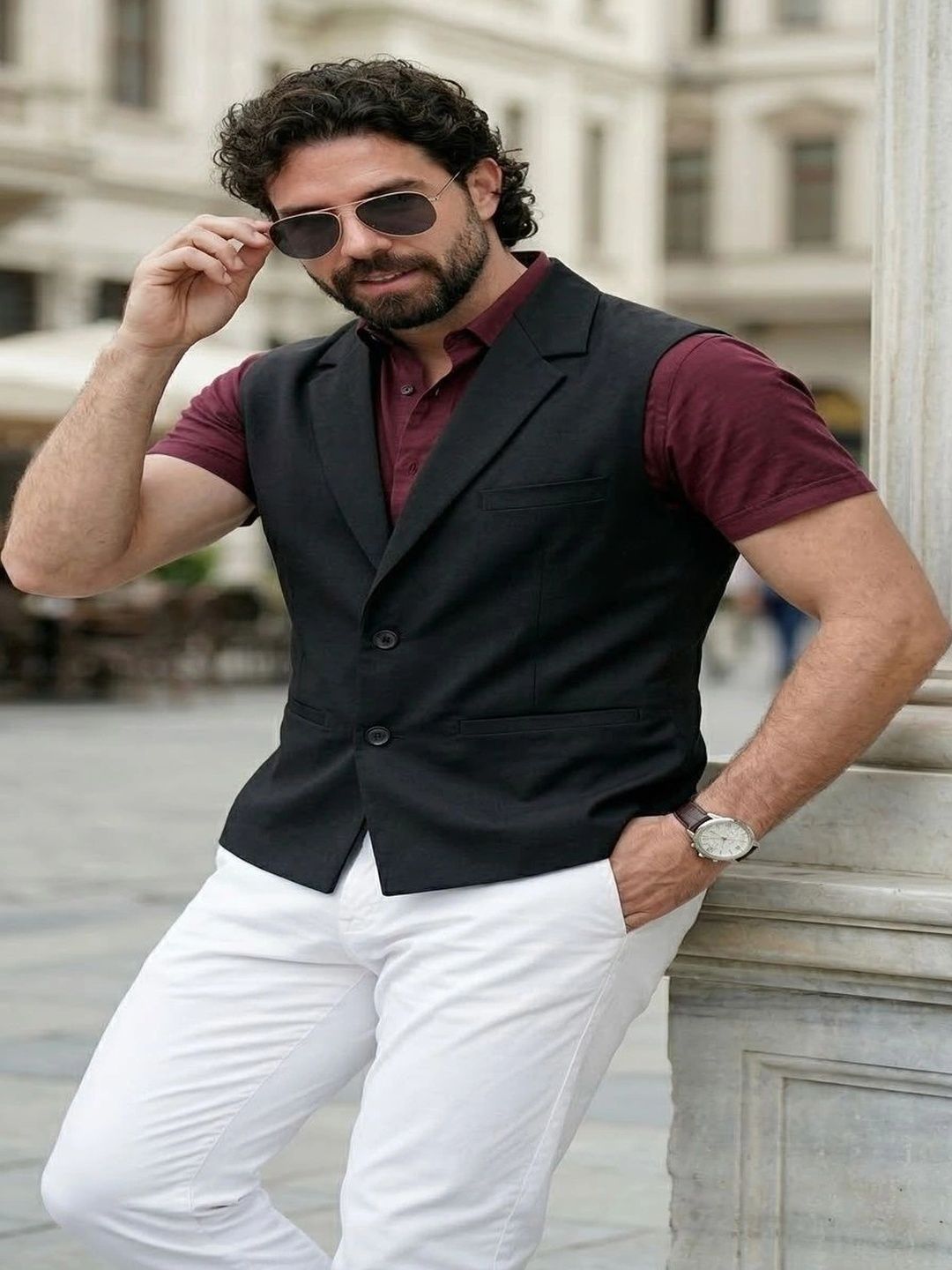 THE CLASSIC TOGS THE CLASSIC TOGS Notched Lapel Collar Denim Formal Waistcoat Myntra sale