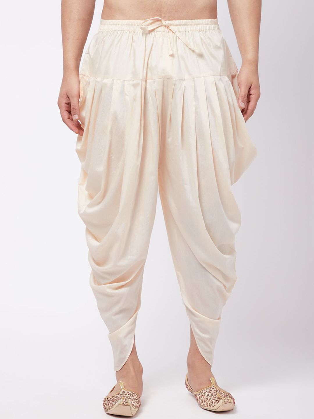 VASTRAMAY VASTRAMAY Men Cream Coloured Solid Cowl Dhoti Pants Myntra sale