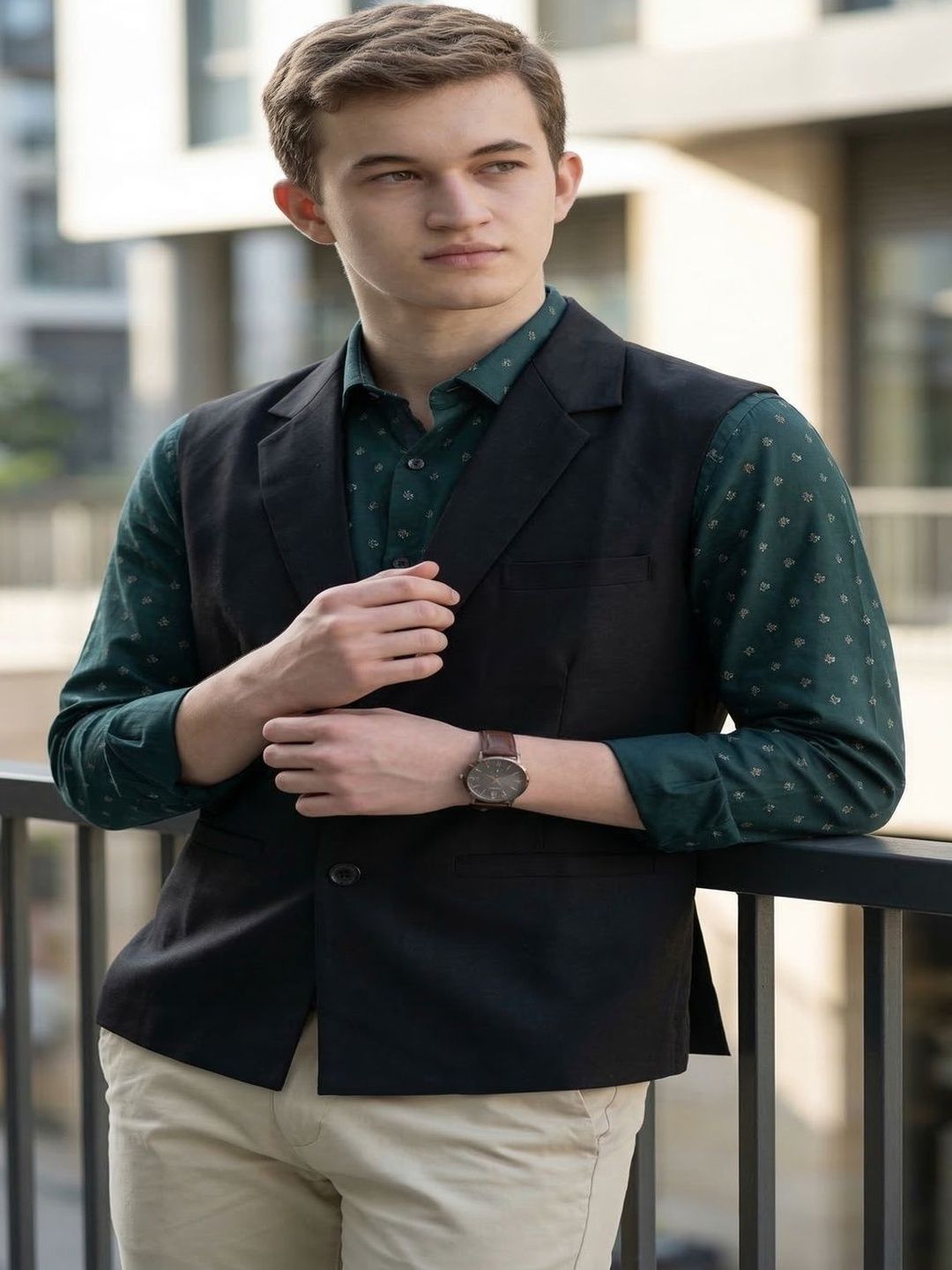 THE FASHION HUB THE FASHION HUB Lapel Collar Woven Formal Waistcoat Myntra sale