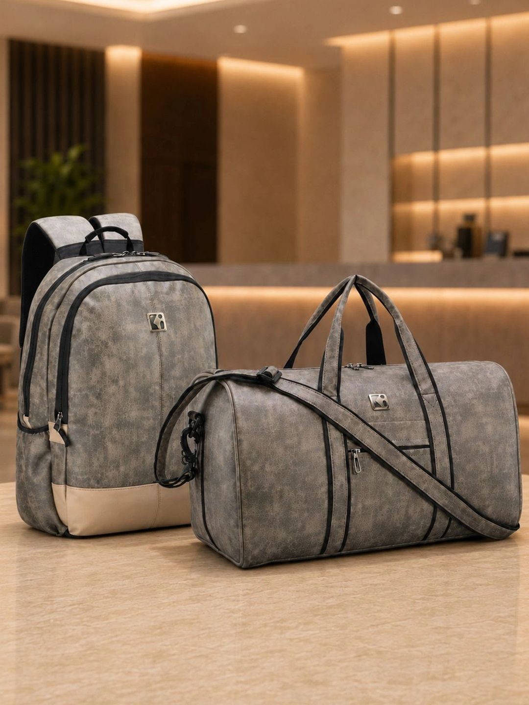Kuber Industries Unisex Set Of 2 Reversible Leather Duffel Bag And Laptop Travel Backpack Myntra sale