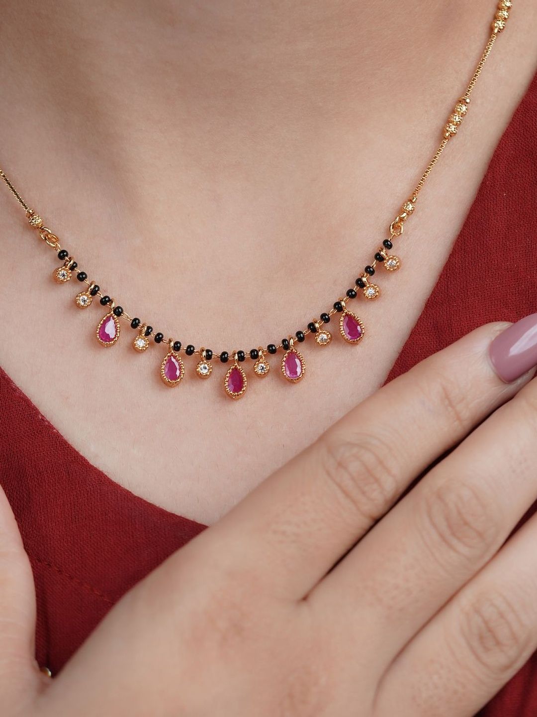 jueri Gold-Plated Zircon Mangalsutra Myntra sale
