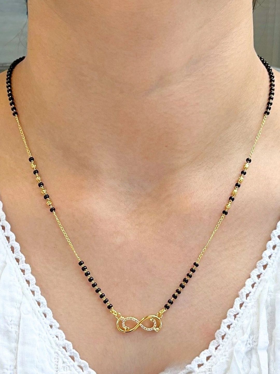 Zeraki Jewels Gold-Plated Artificial Stones and Beads Mangalsutra Myntra sale
