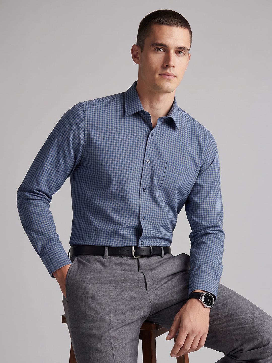 Van Heusen Men Slim Fit Gingham Checks Checked Formal Shirt Myntra sale