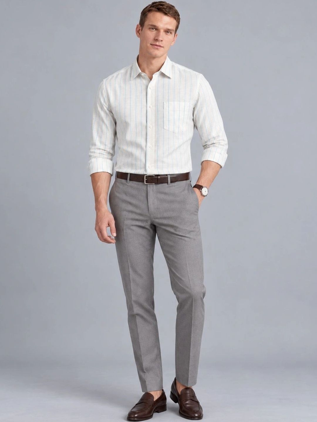 JHON TERRAIN Men Classic Striped Shirt Myntra sale