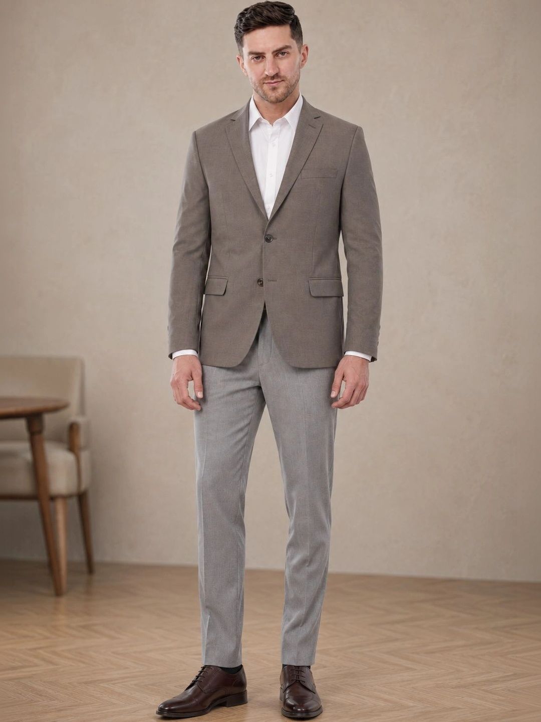 Integration Notched Lapel Single-Breasted Slim Fit Formal Blazers Myntra sale
