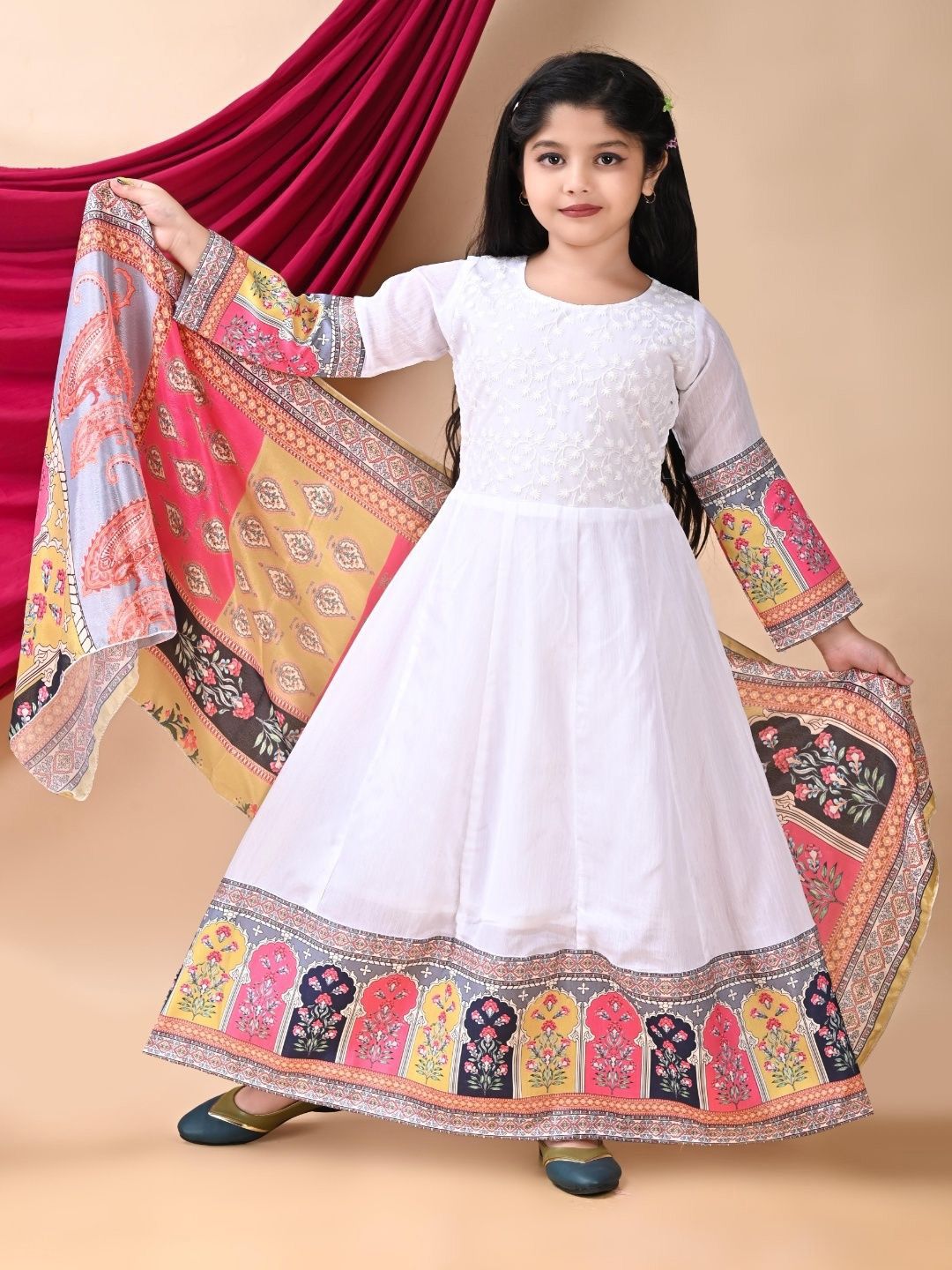 BARKAT DESIGNING PLANET Girls Embroidered Round Neck Gown Maxi Dress Myntra sale