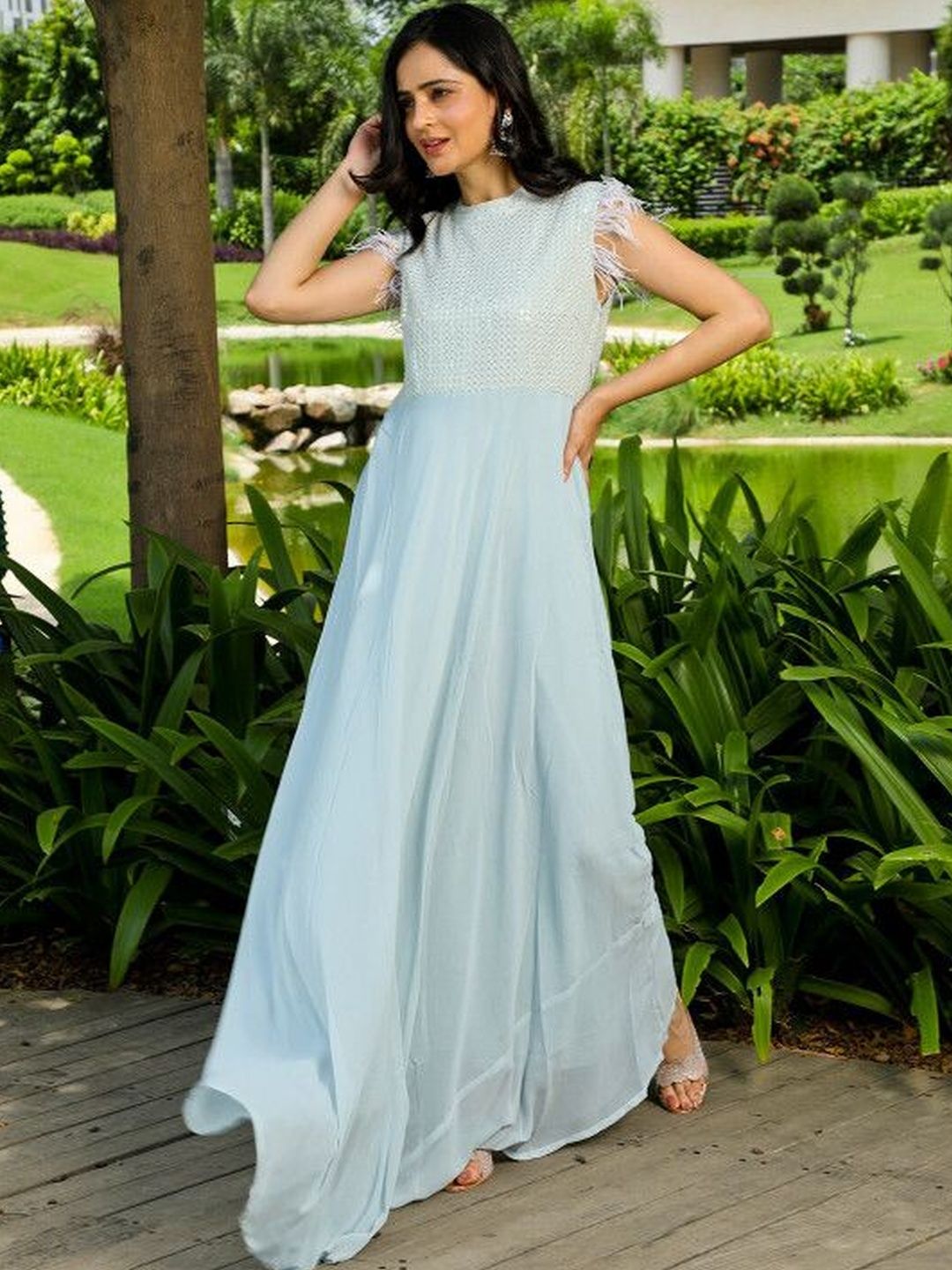 Sangria Embellished Round Neck Gown Ethnic Dresses Myntra sale