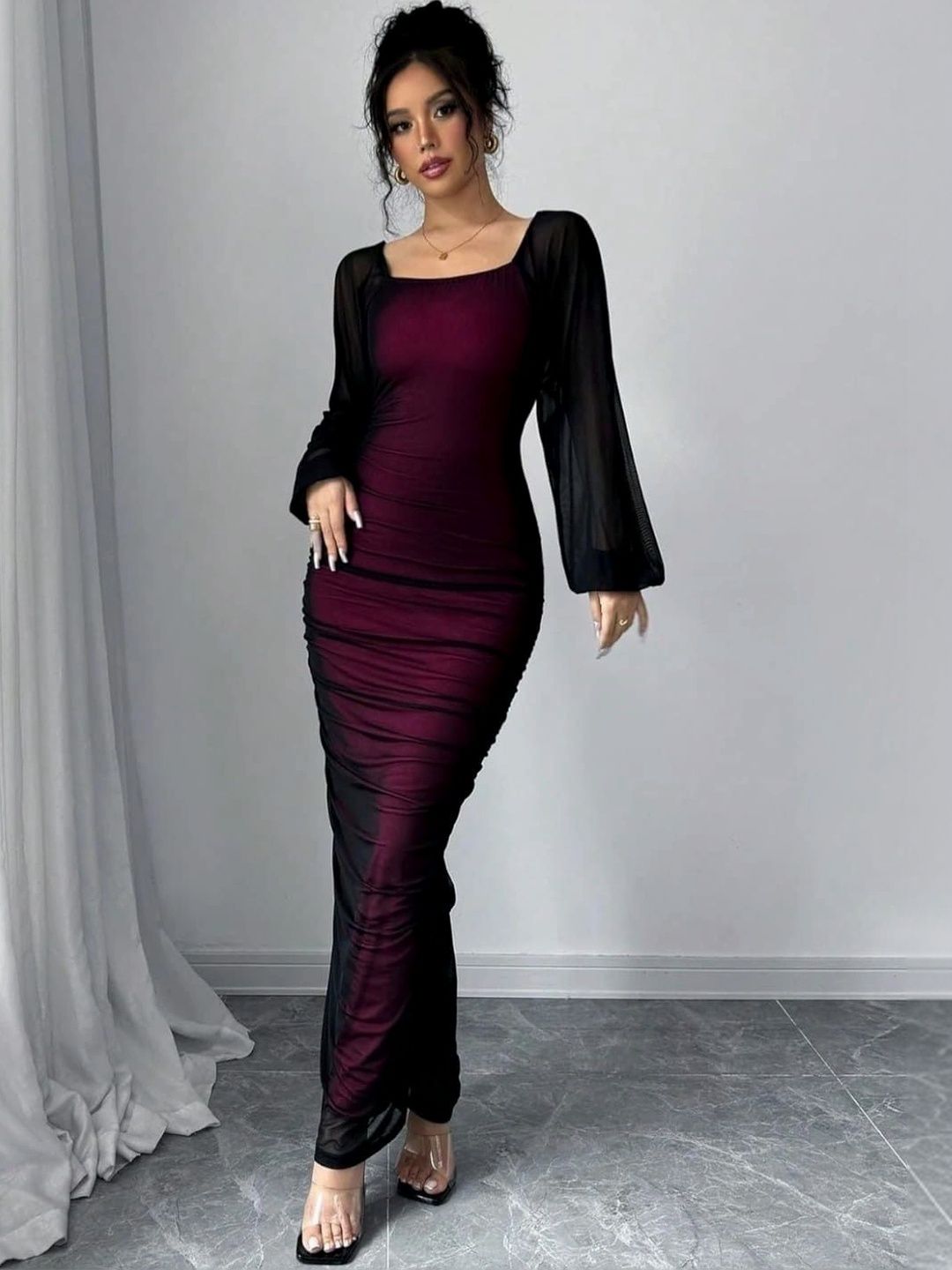 GADHESARIYA Net Bodycon Maxi Dress Myntra sale