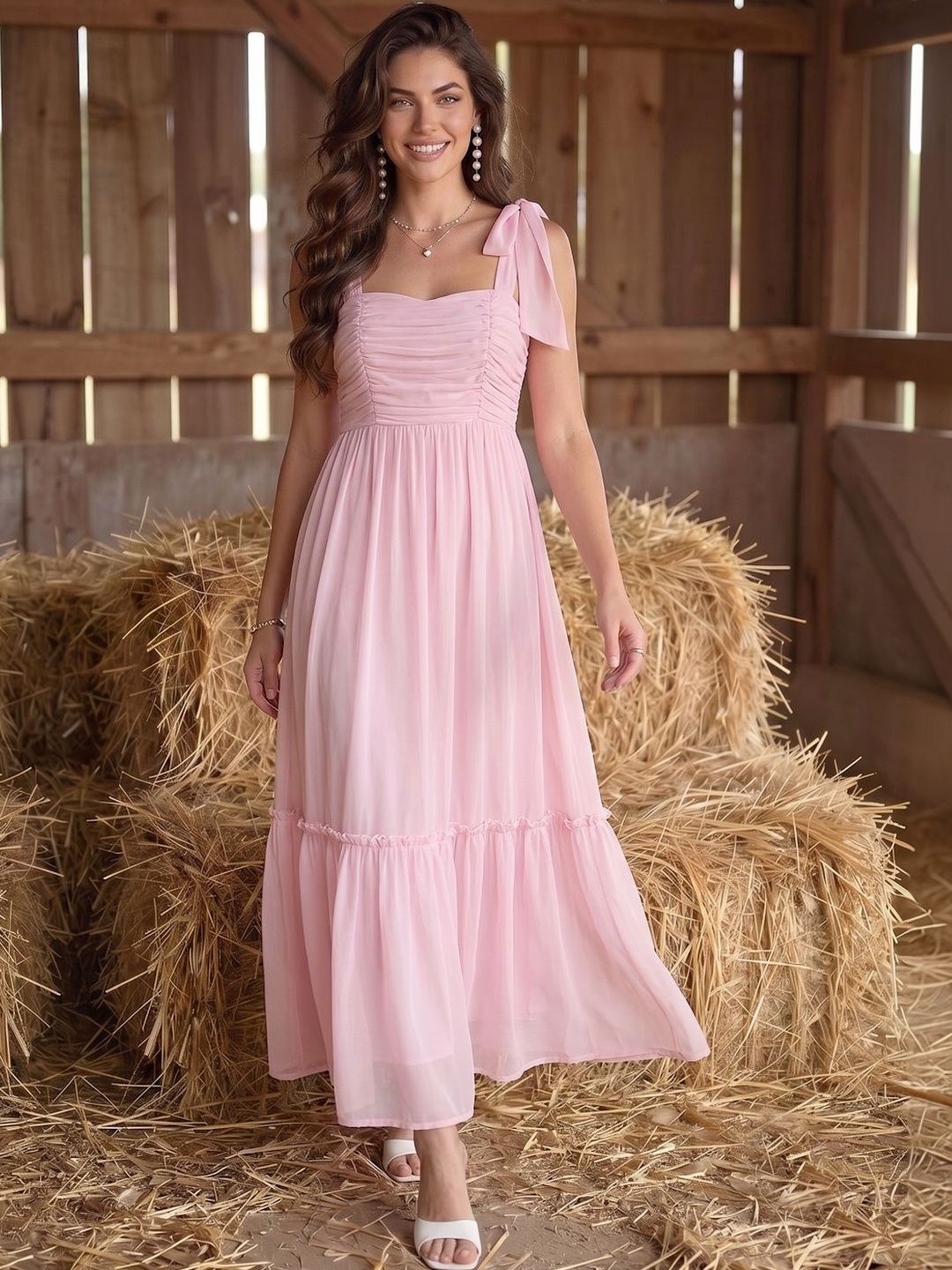 aayu Layered Chiffon Party Maxi Dress Myntra sale