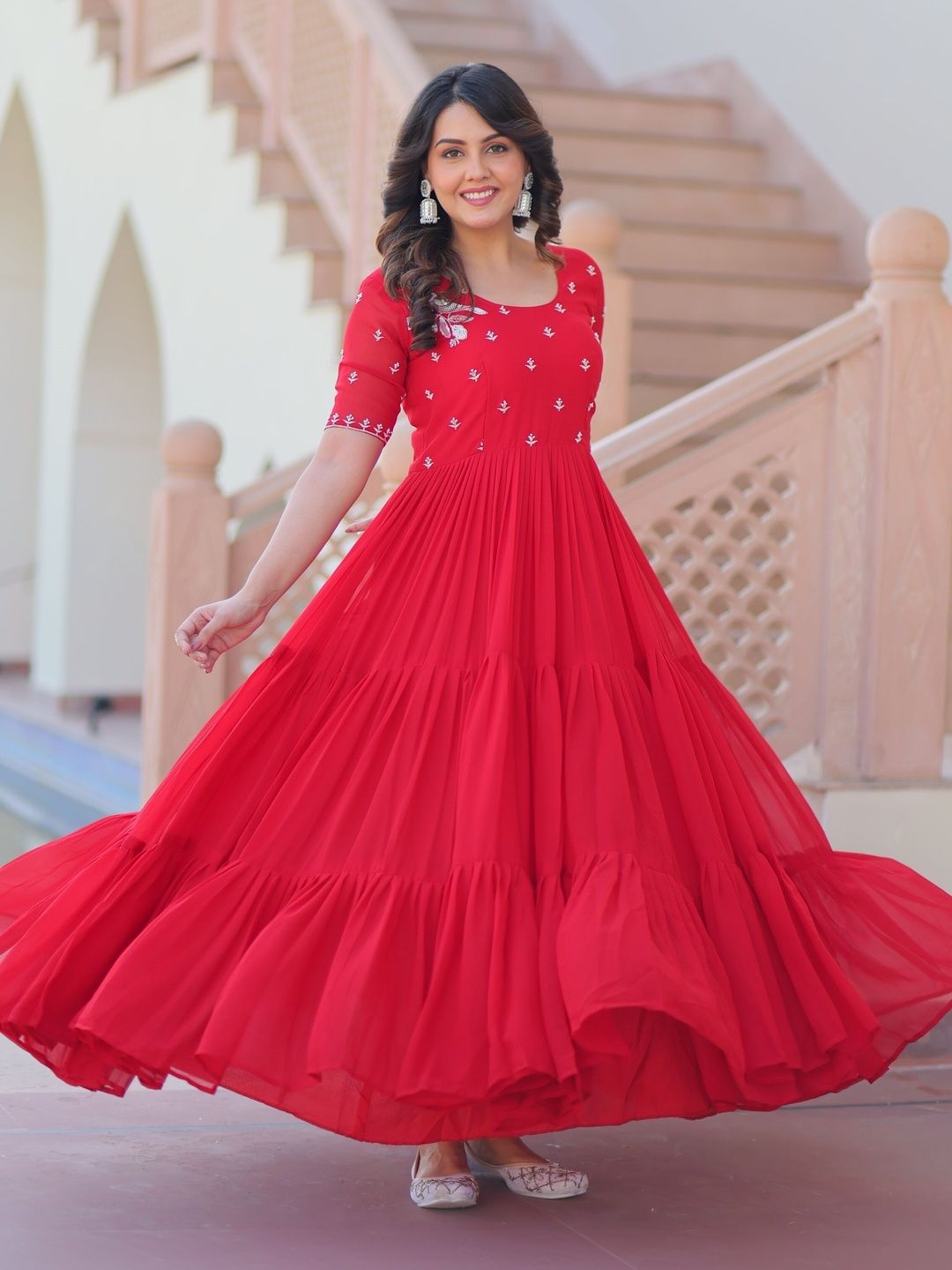 FoxDX Embroidered Flared Maxi Dress Myntra sale