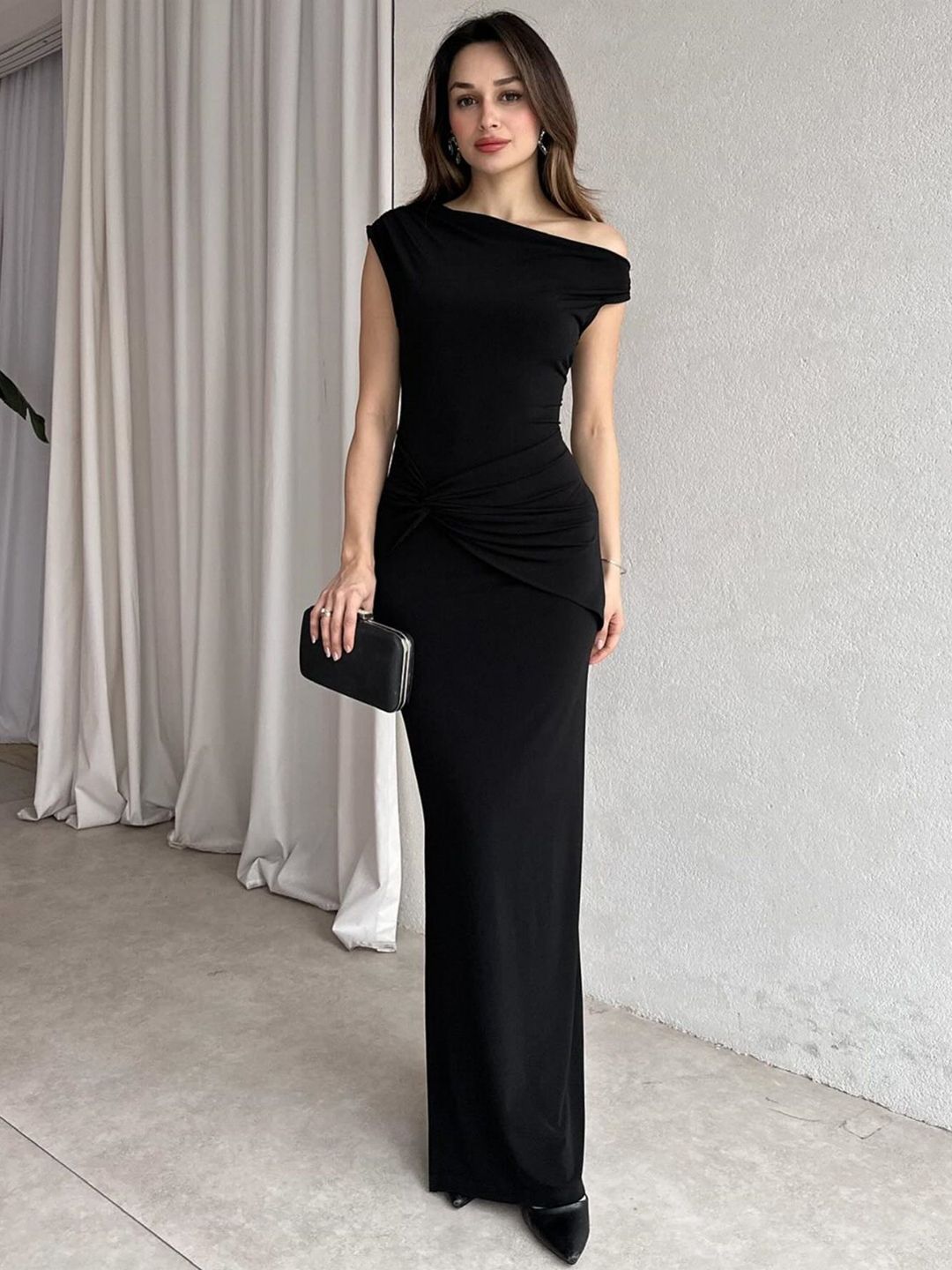StyleCast Women One Shoulder Slits Cold-Shoulder Sleeves Bodycon Maxi Dress Myntra sale