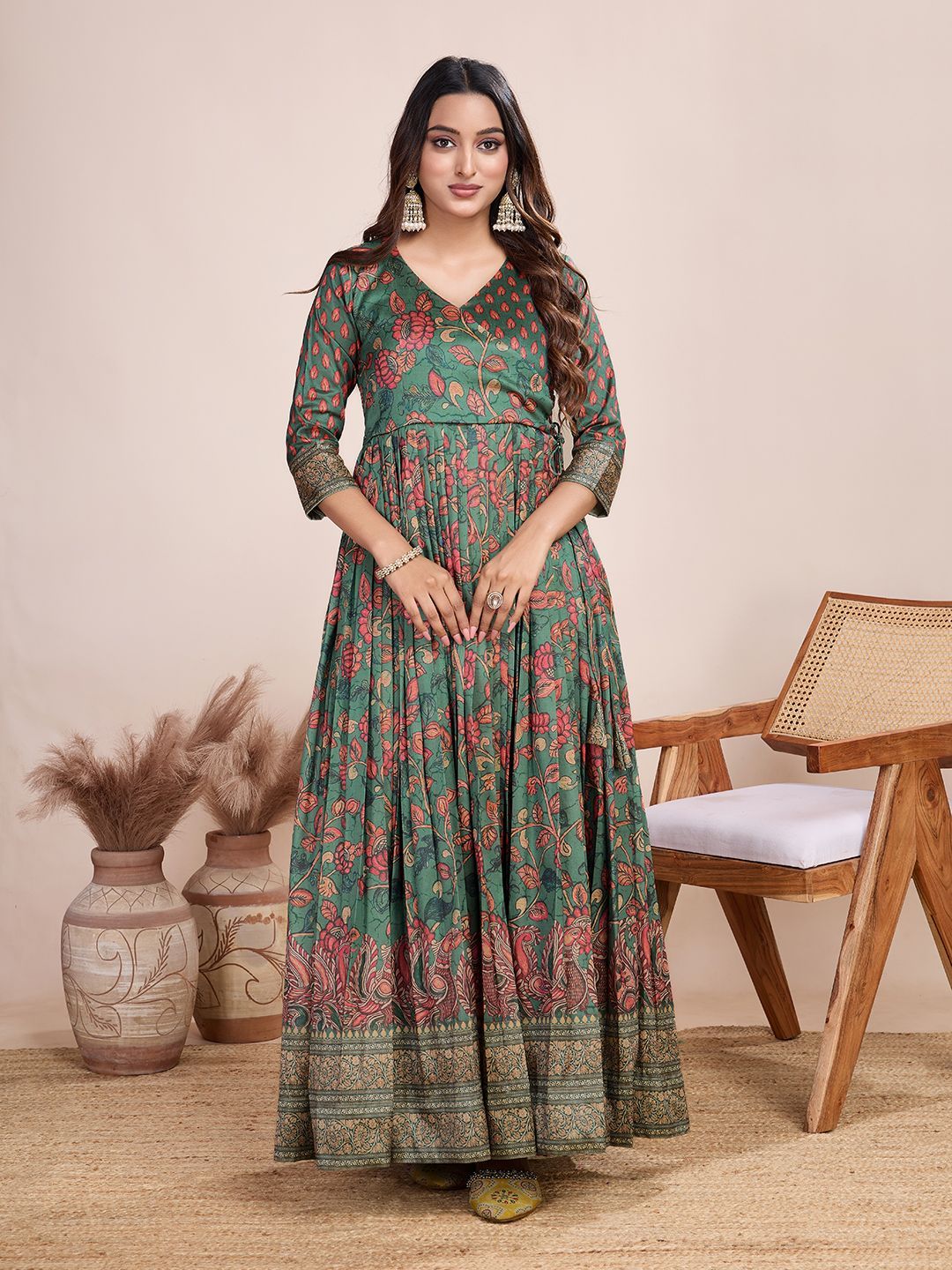 Tasarika Printed V-Neck Maxi Ethnic Dress Myntra sale