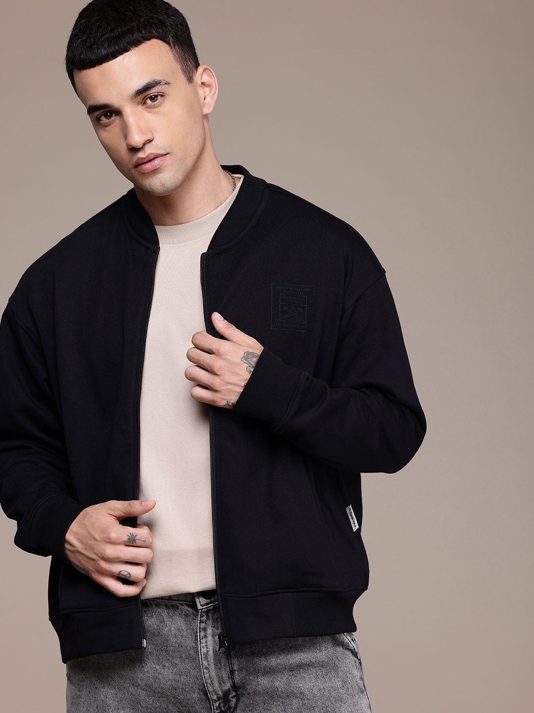 Roadster The Roadster Life Co. Mandarin Collar Relaxed Fit Sweatshirt Myntra sale