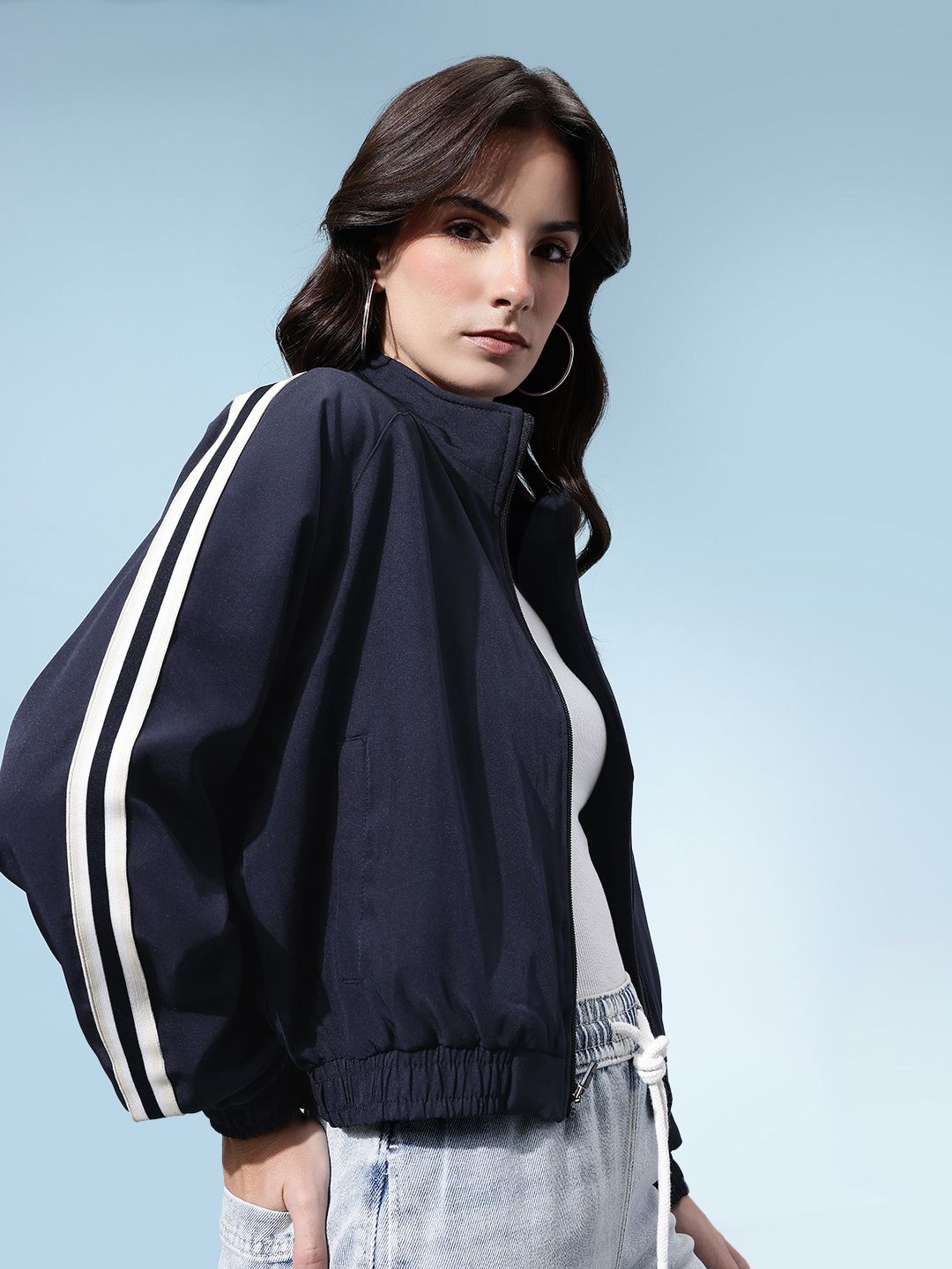 glitchez Mock Collar Relaxed Windcheater Jacket Myntra sale