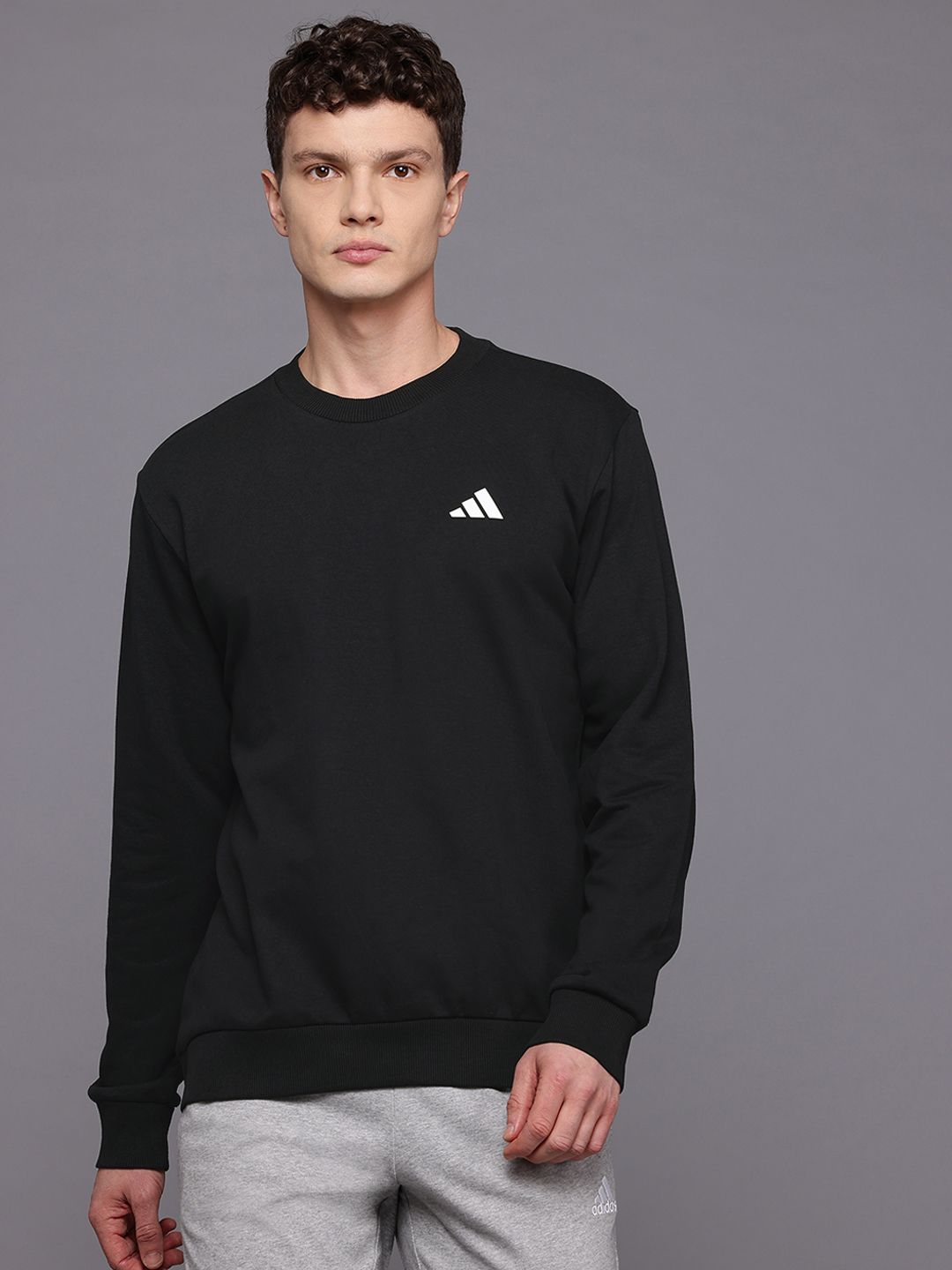 ADIDAS Brand Logo Detail Round Neck Sweatshirt Myntra sale