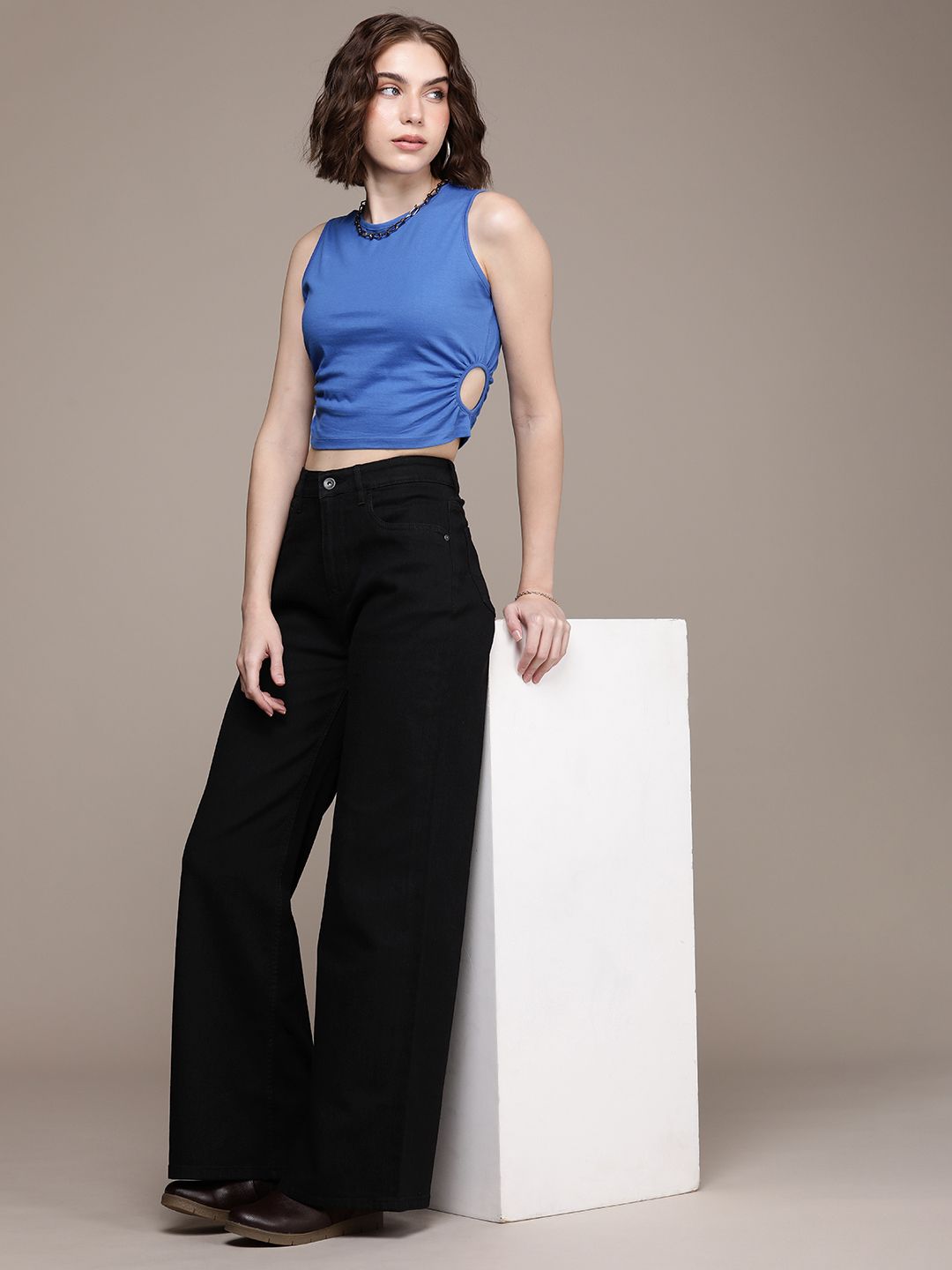 Roadster The Roadster Life Co. Women Wide Leg High-Rise Stretchable Jeans Myntra sale