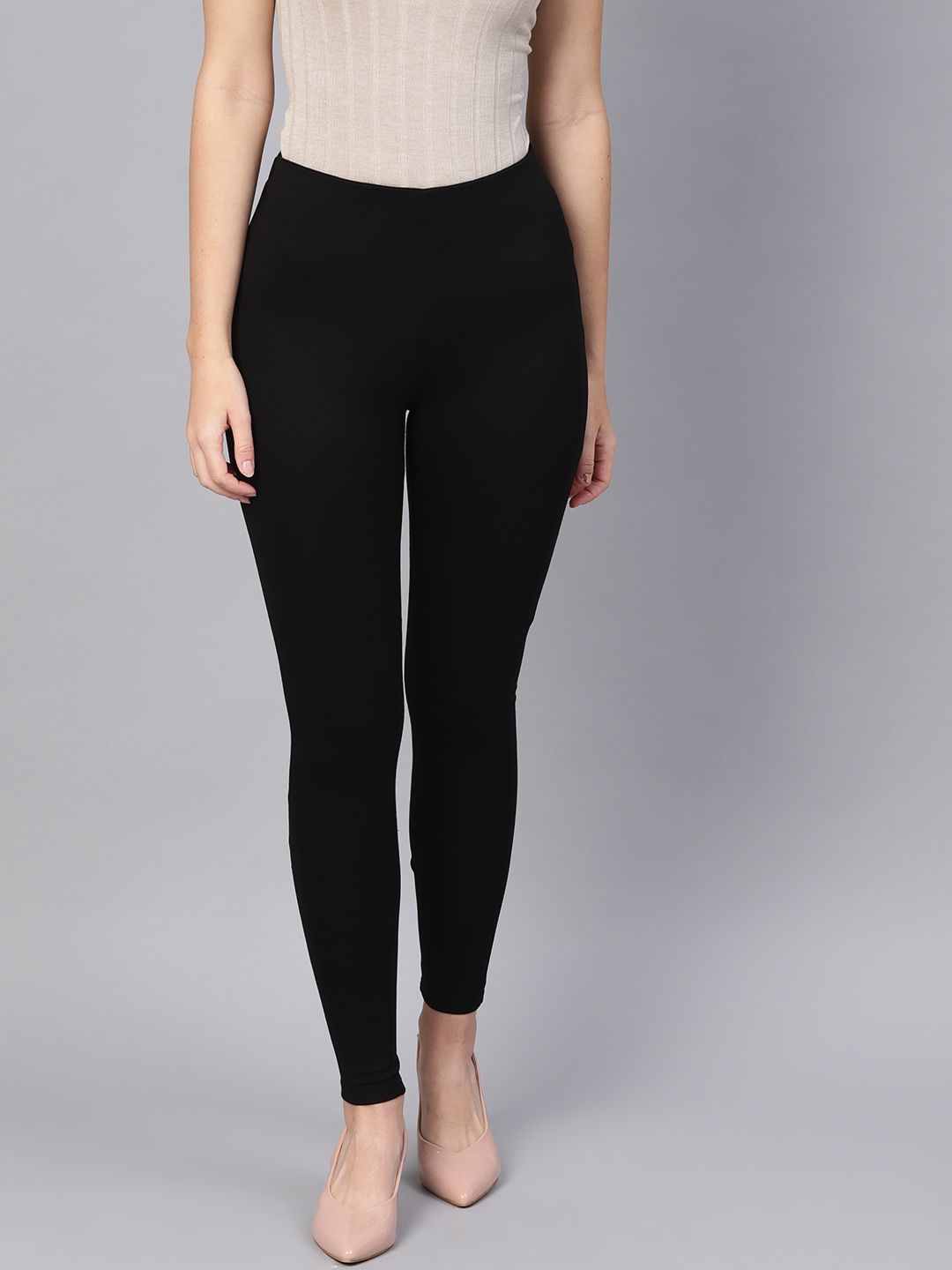 SASSAFRAS Women Black Slim Fit Solid Treggings Myntra sale
