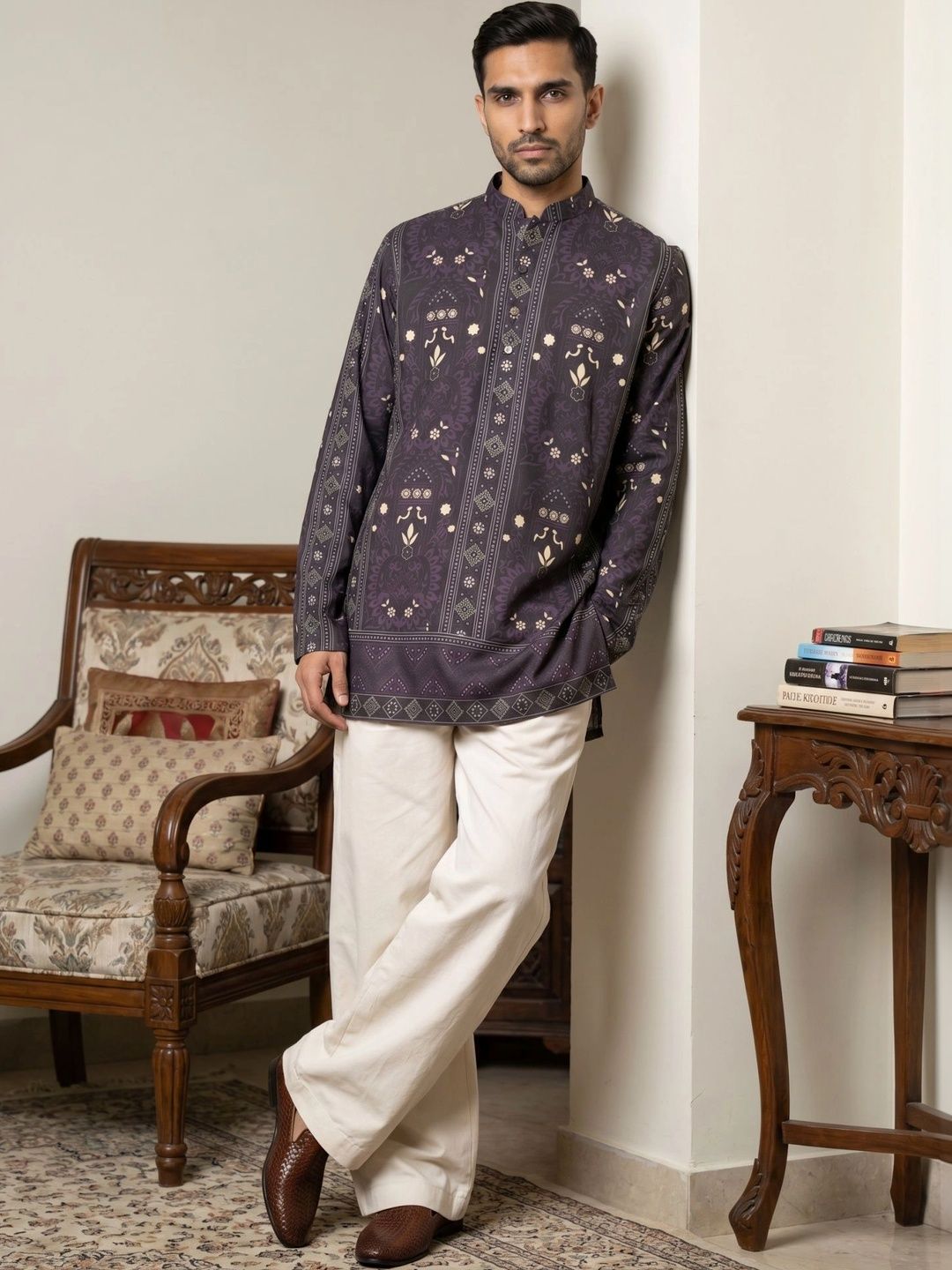 Jompers Cotton Blend Ethnic Printed Short Kurta with Korean Pants Myntra sale