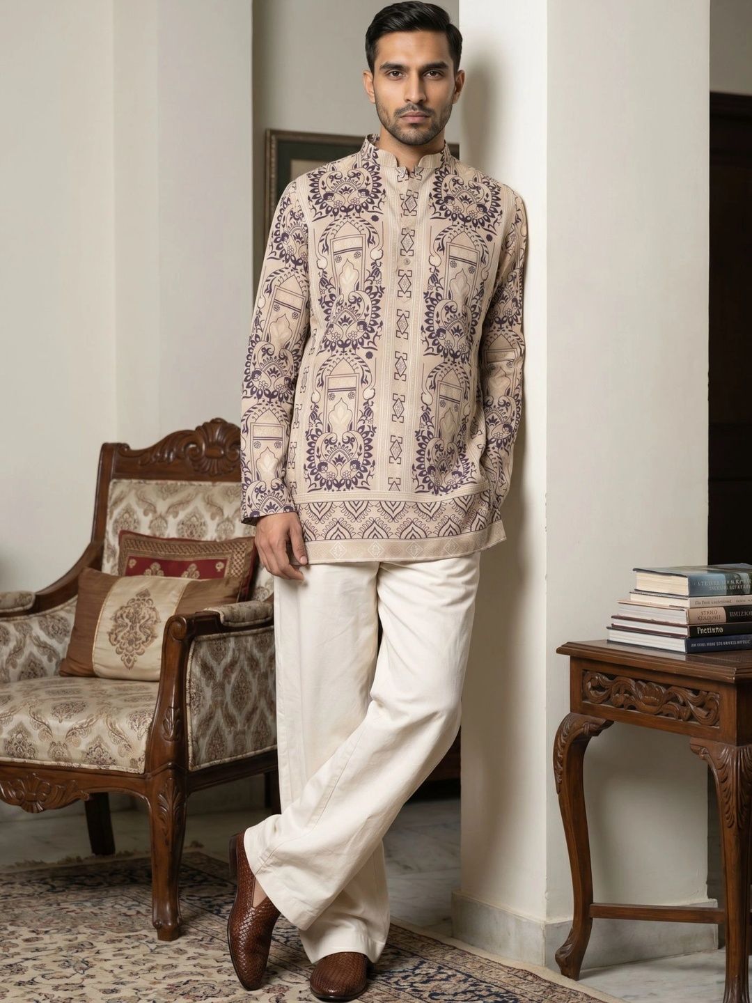 Jompers Cotton Blend Ethnic Printed short Kurta with Korean Pants Myntra sale