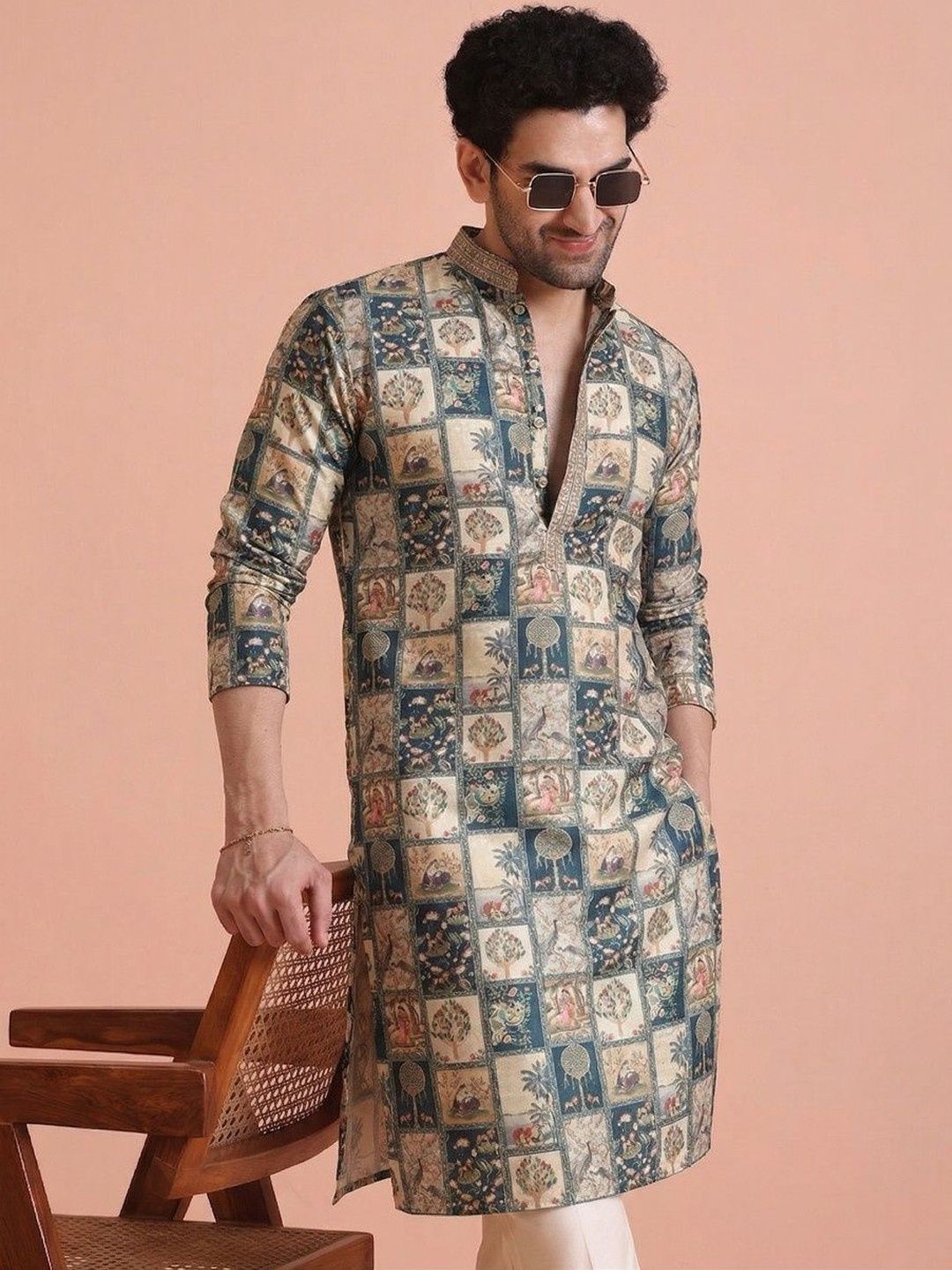 LADY BERRY Men Floral Printed Indie Prints Kurta Myntra sale