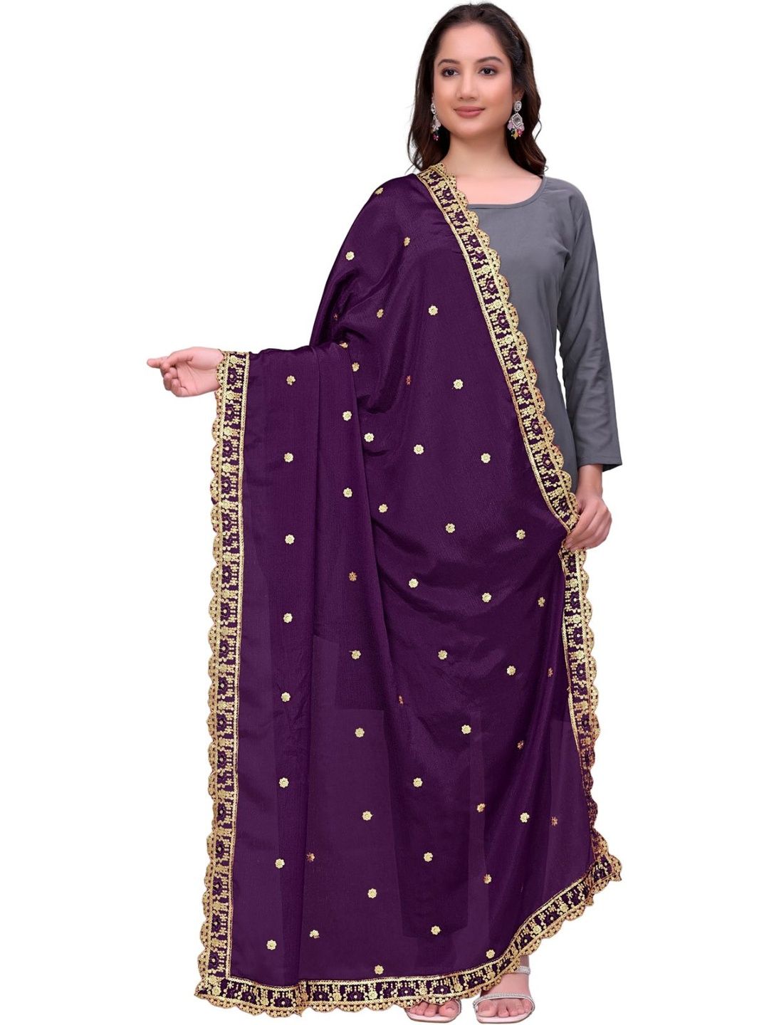 Kemza Kemza Ethnic Motifs Embroidered Dupatta with Sequinned Myntra sale