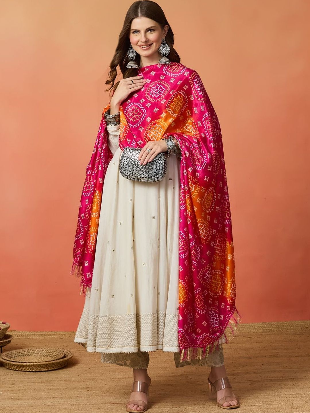 AKSHADEEP AKSHADEEP Printed Art Silk Bandhani Dupatta Myntra sale