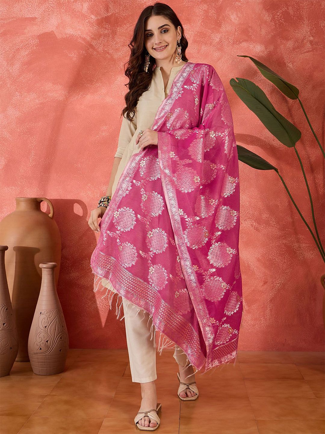 Sangria Sangria Zari Woven Design Dupatta Myntra sale