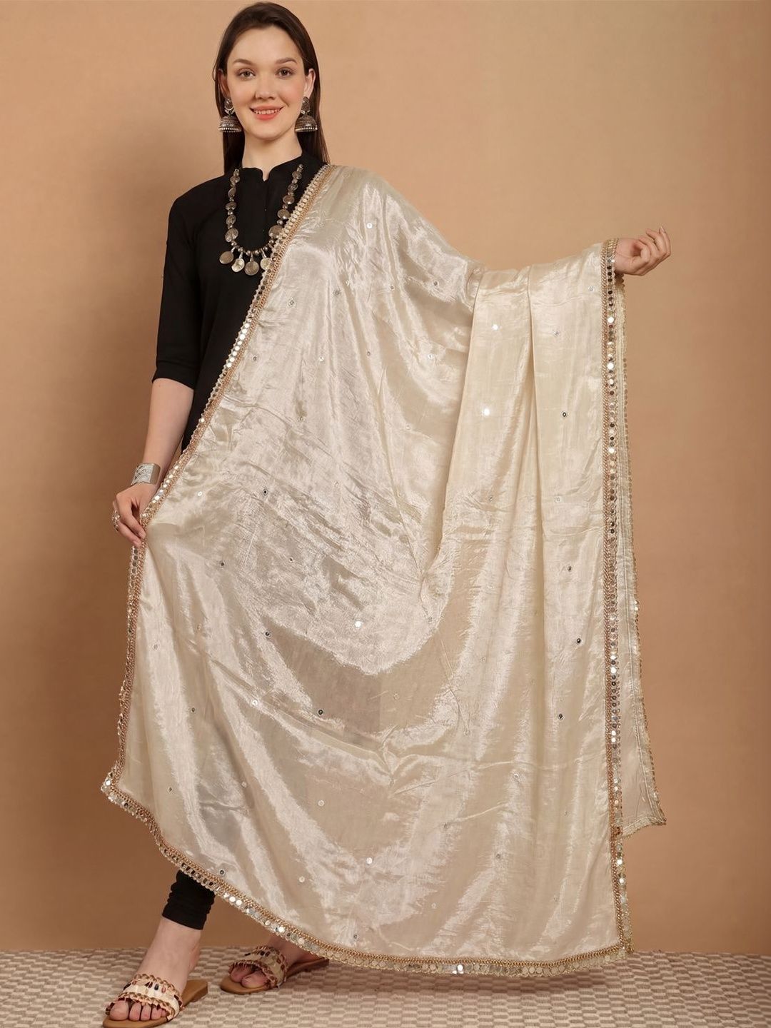 Clora Creation Clora Creation Women Mirror Work Embellished Dupatta Myntra sale