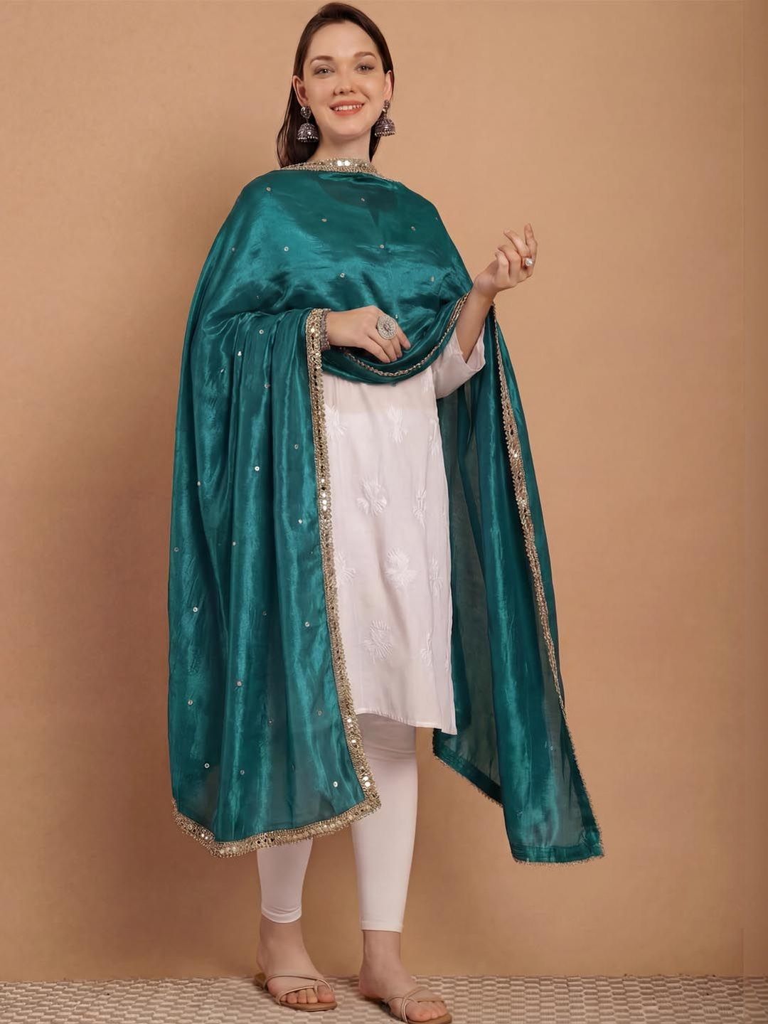 Clora Creation Clora Creation Embroidered Dupatta with Sequinned Myntra sale