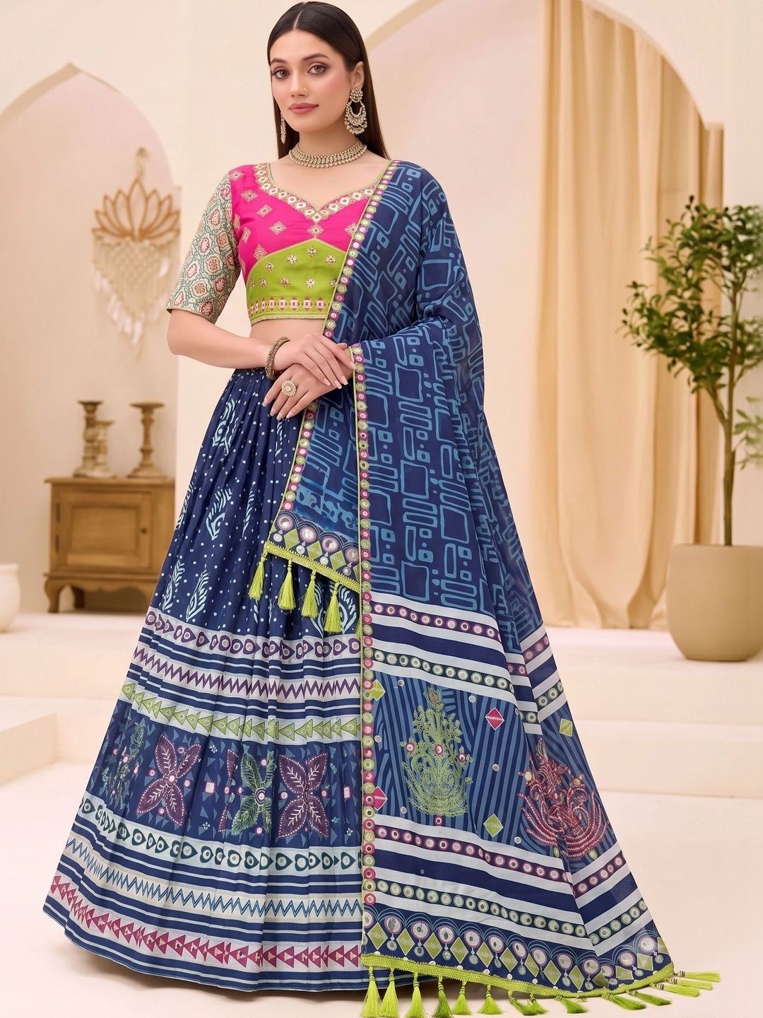 DDRS FASHION DDRS FASHION Embellished Mirror Work Ready to Wear Lehenga & Unstitched Blouse Myntra sale