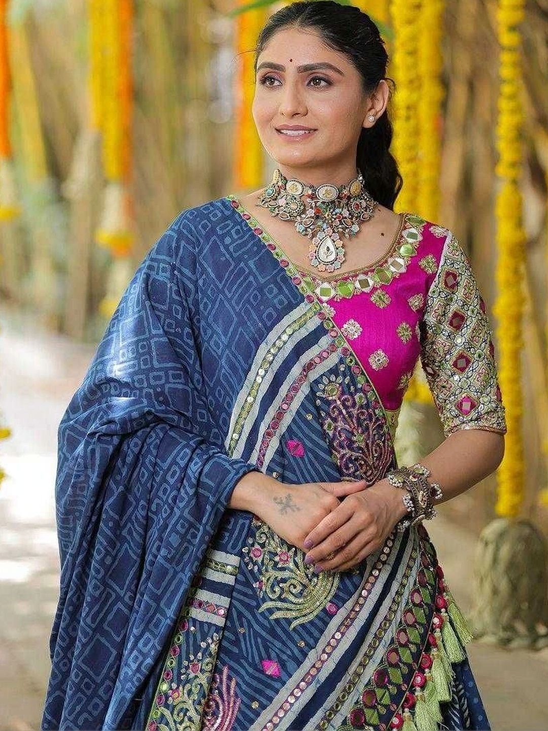DDRS FASHION DDRS FASHION Embellished Mirror Work Ready to Wear Lehenga & Unstitched Blouse Myntra sale